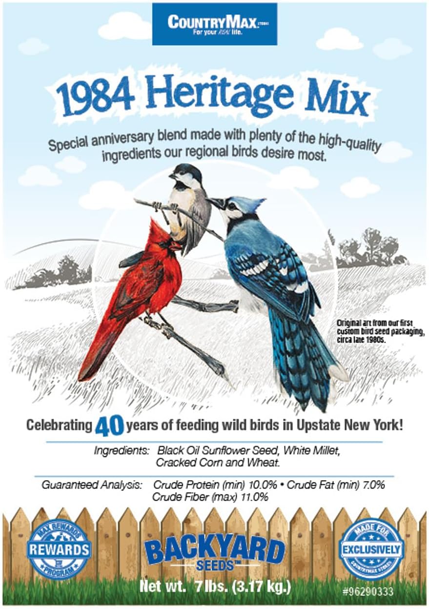 CountryMax Backyard Seeds 1984 Heritage Mix Bird Seed Blend with Black Oil Sunflower, White Millet and Cracked Corn (7 Pounds)