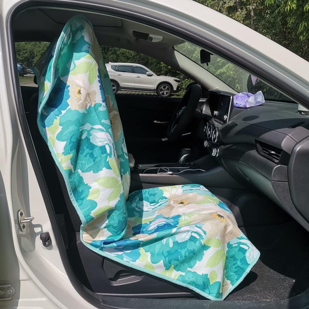 Car Seat Cover Protector Front Seats,for Gym Workout,Running,Swimming,Beach and Hiking,Waterproof Sweat Towel Bucket Seat Covers for Cars SUV Trucks (Chrysanthemum, 1Pcs)