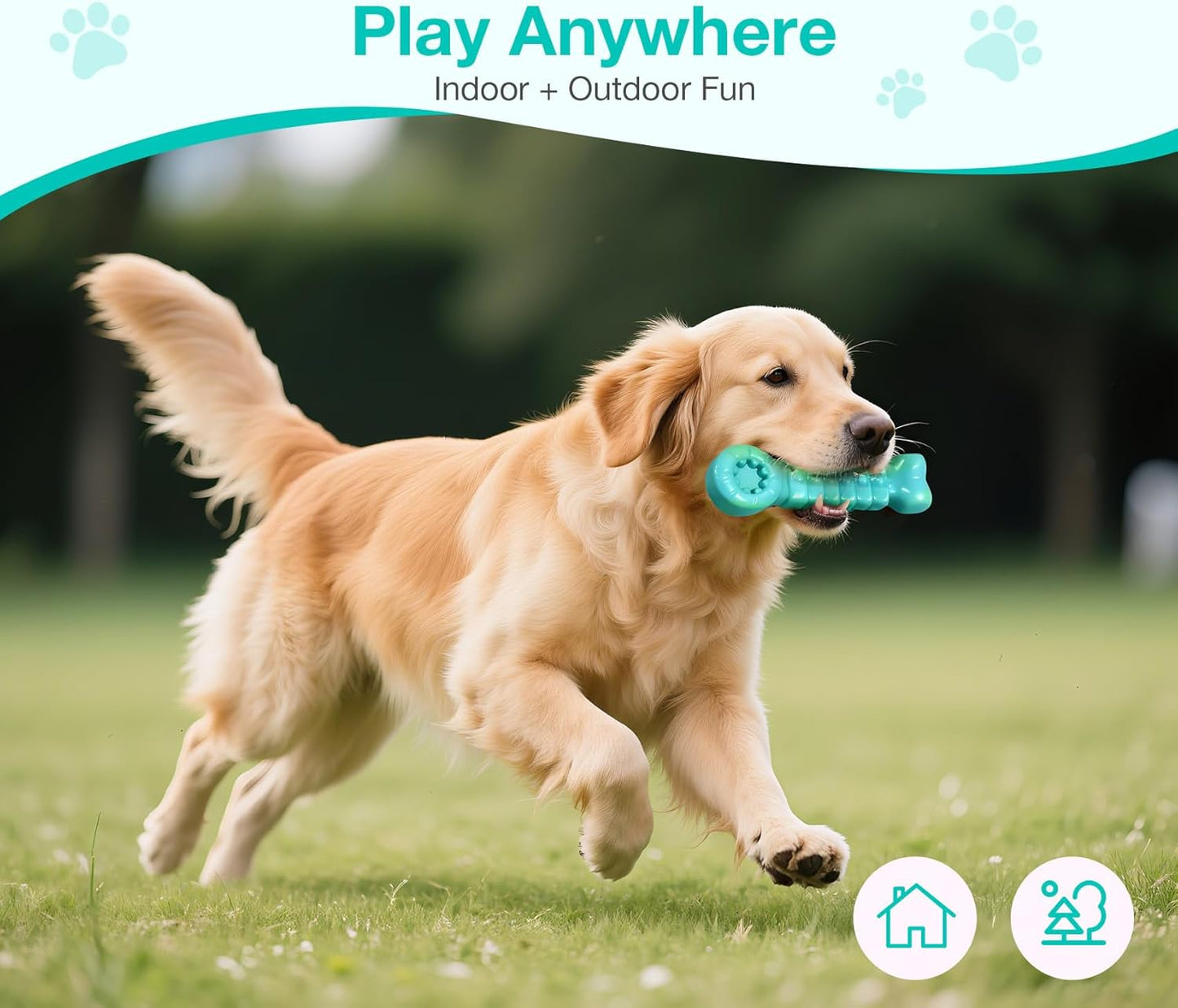 Tough Dog Toys for Aggressive Chewers - Indestructible Chew Toy Bone for Medium & Large Breeds, Keeps Dogs Busy & Cleans Teeth - Peanut Flavored