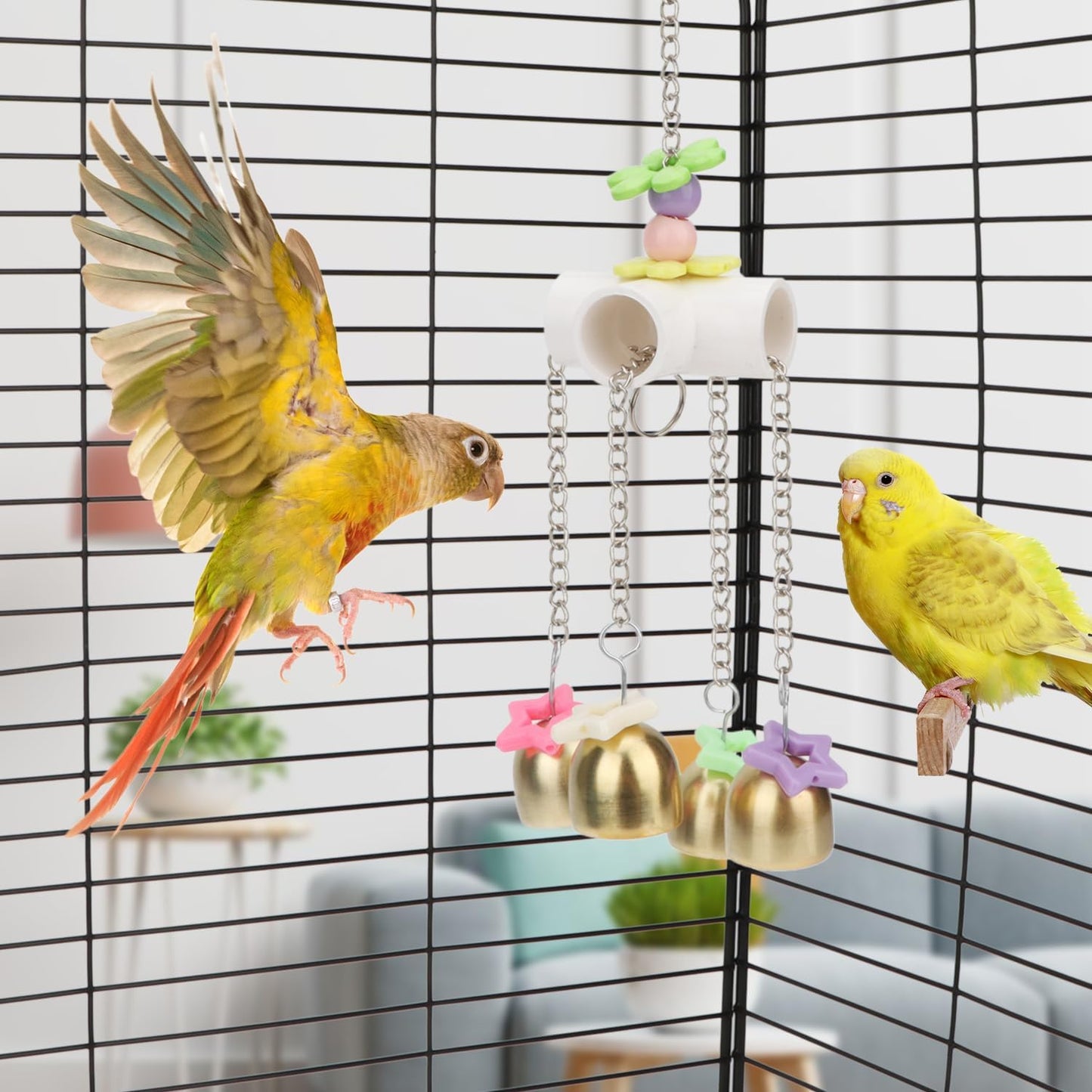 Bird Parrot Bells Toy with Sweet Sound for Budgie Parakeet Cockatiel Conure African Grey Lovebird