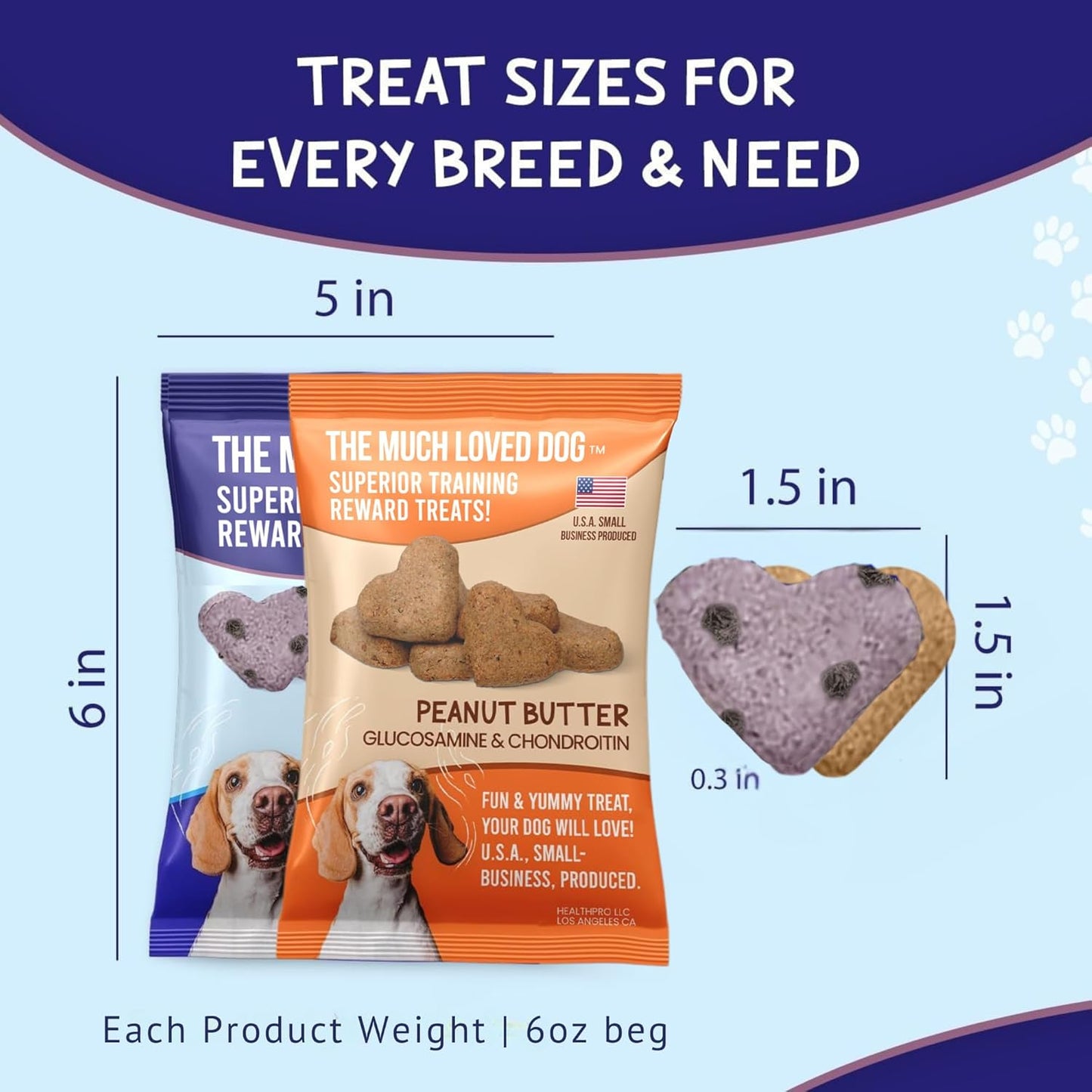 The Much-Loved Dog!™ Get More. Pay Less! Fun & Yummy, Small-Batched Baked, Fresh Blueberry Training & Reward Treats, 100% U.S.A., Human-Grade! (Pack of 2)