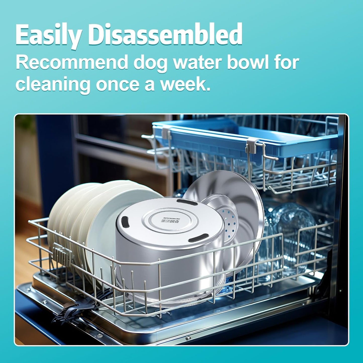 1.5 Gal Dog Water Bowl No Spill, 5.6L Slow Water Bowl for Large Dogs, Slow Drinking Dog Water Bowl Dispenser, Stainless Steel Dog Bowls for Messy Drinkers