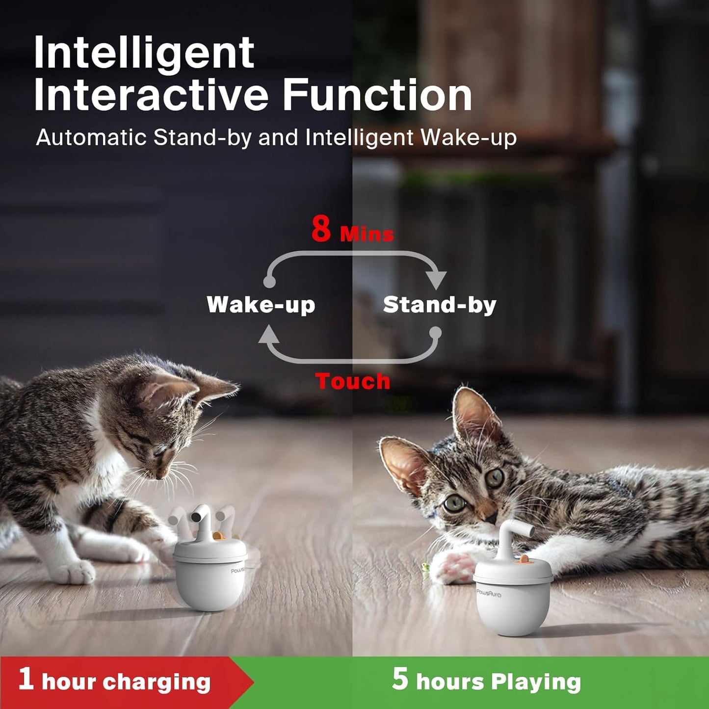 Cat Laser Toys, Automatic Cat Laser Toy Tumbler Design, Rechargeable Cat Laser Pointer 360°Irregular Rotation, 3 Modes Interactive Cat Toy for Indoor Cats of All Ages and Sizes (White)