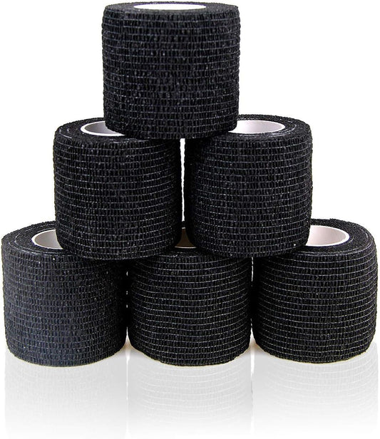 AUPCON Vet Wrap Cohesive Bandages Bulk Self Adhesive Bandage Wrap Self Adherent Wrap Non-Woven for Dogs Pet Animals & Ankle Sprains & Swelling 2 Inch x 5 Yards (2 Inch Black)