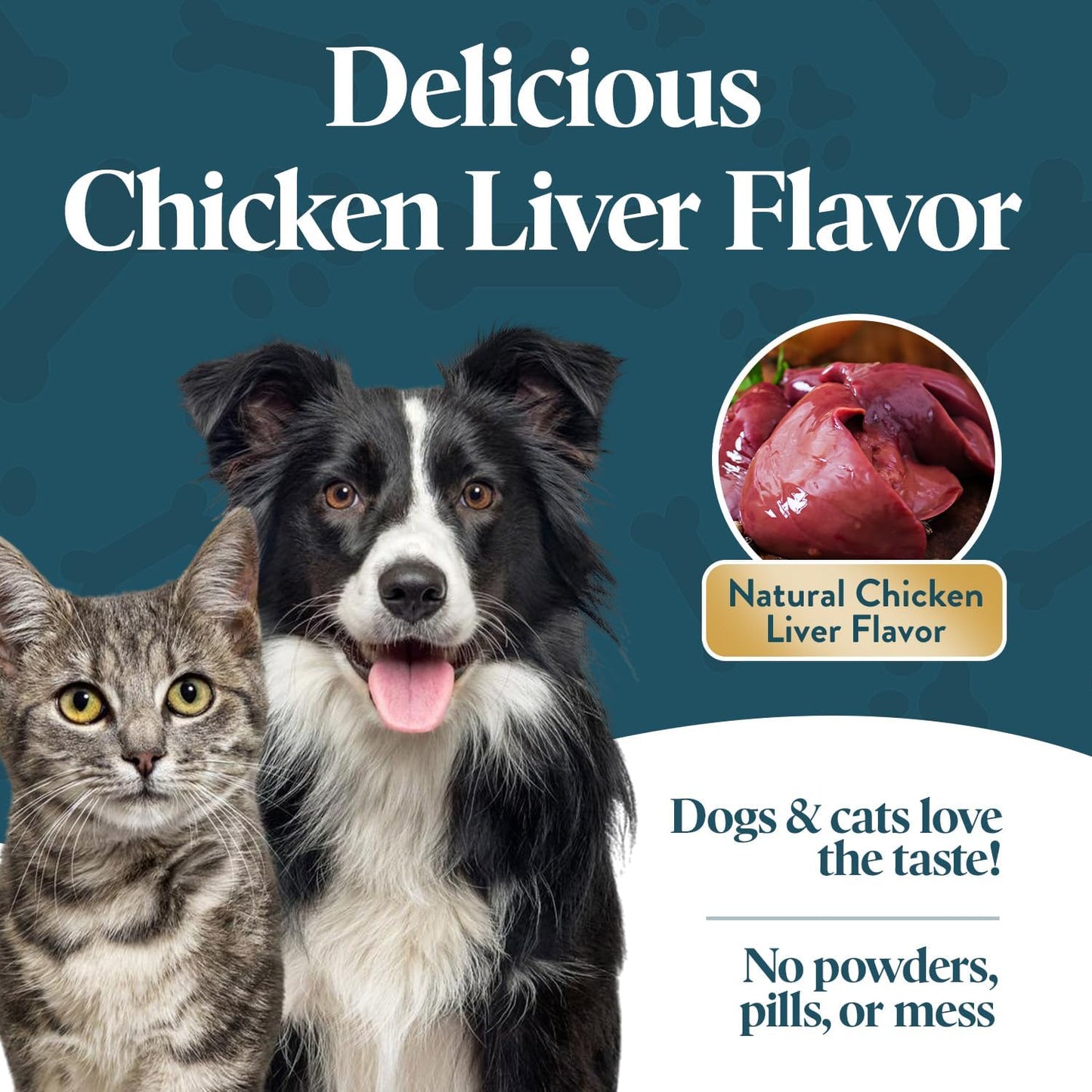 Vision Chews Eye Supplements for Dogs & Cats, Natural Chicken Flavor, Contains Omega 3, Lutein, Antioxidants, & More, Cat & Dog Eye Supplements, No Preservatives, Made in USA, 1 Bag, 15 Chews