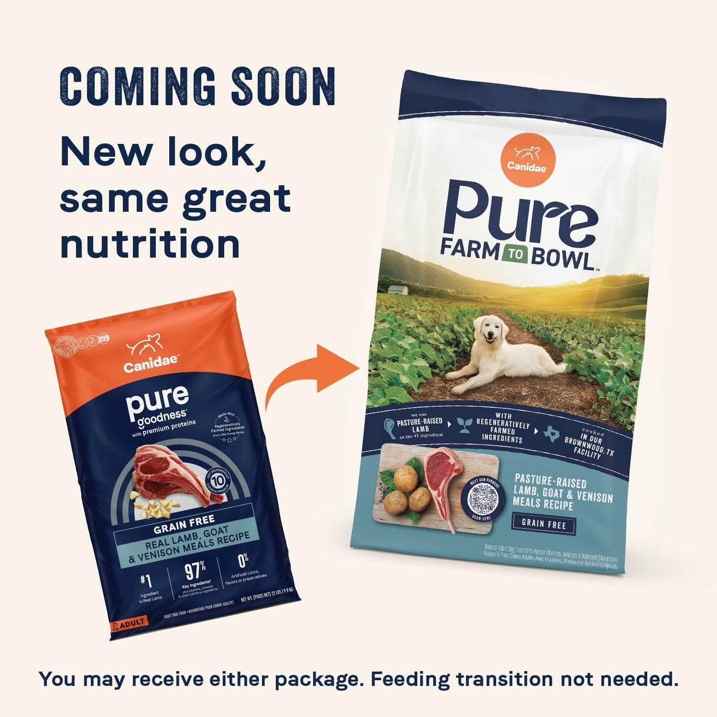 Canidae Pure Limited Ingredient Premium Adult Dry Dog Food, Real Lamb, Goat & Venison Meals Recipe, 4 lbs, Grain Free