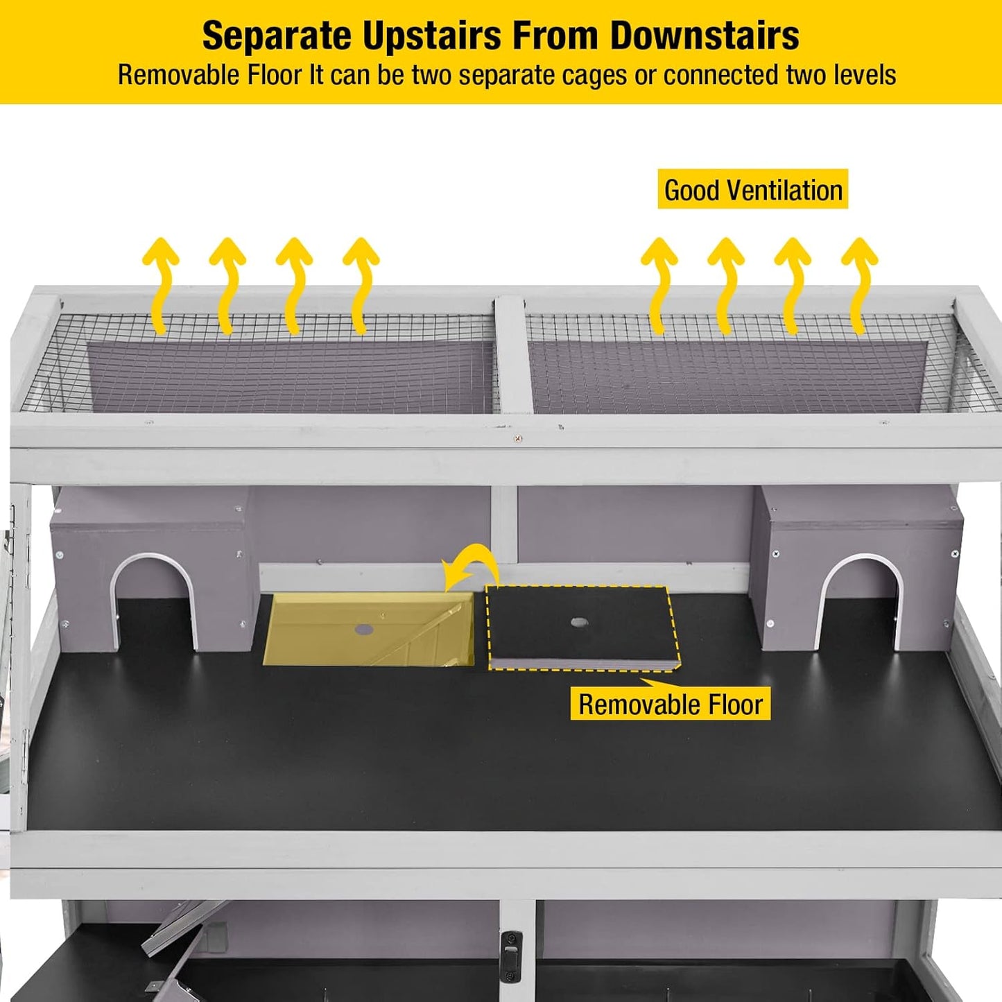Aivituvin Guinea Pig Cage Chew Proof Hamster Cage Metal Frame Rat House Small Animal Habitat Critter Nation Cage 2 Levels Double Use Movable