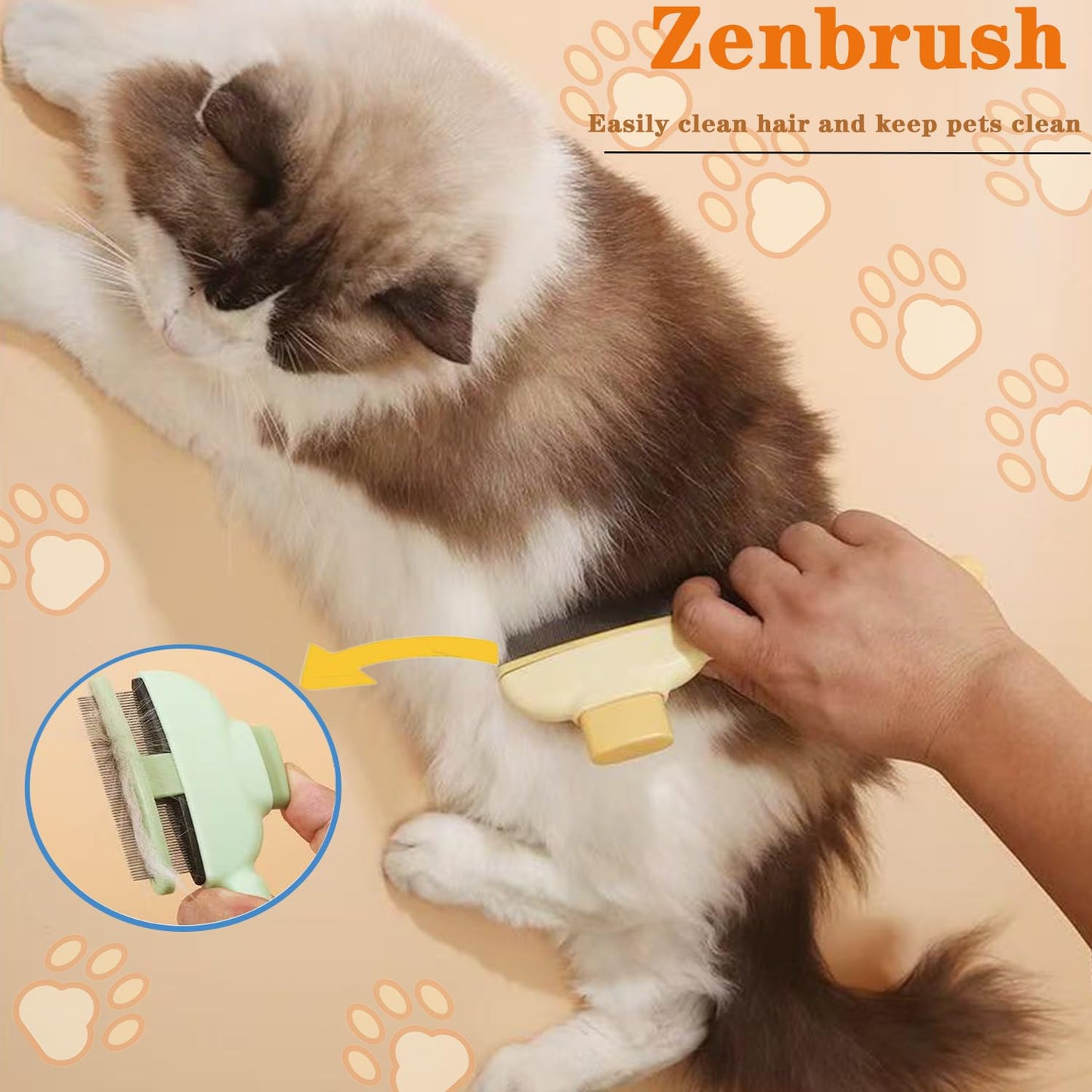 Zenbrush for Cat, Flea Comb for Cats, Viorane Pets Remover Gloves, Pets Hairs Removal, Cat Brush Dog Brush Pet Hair Clean Tool