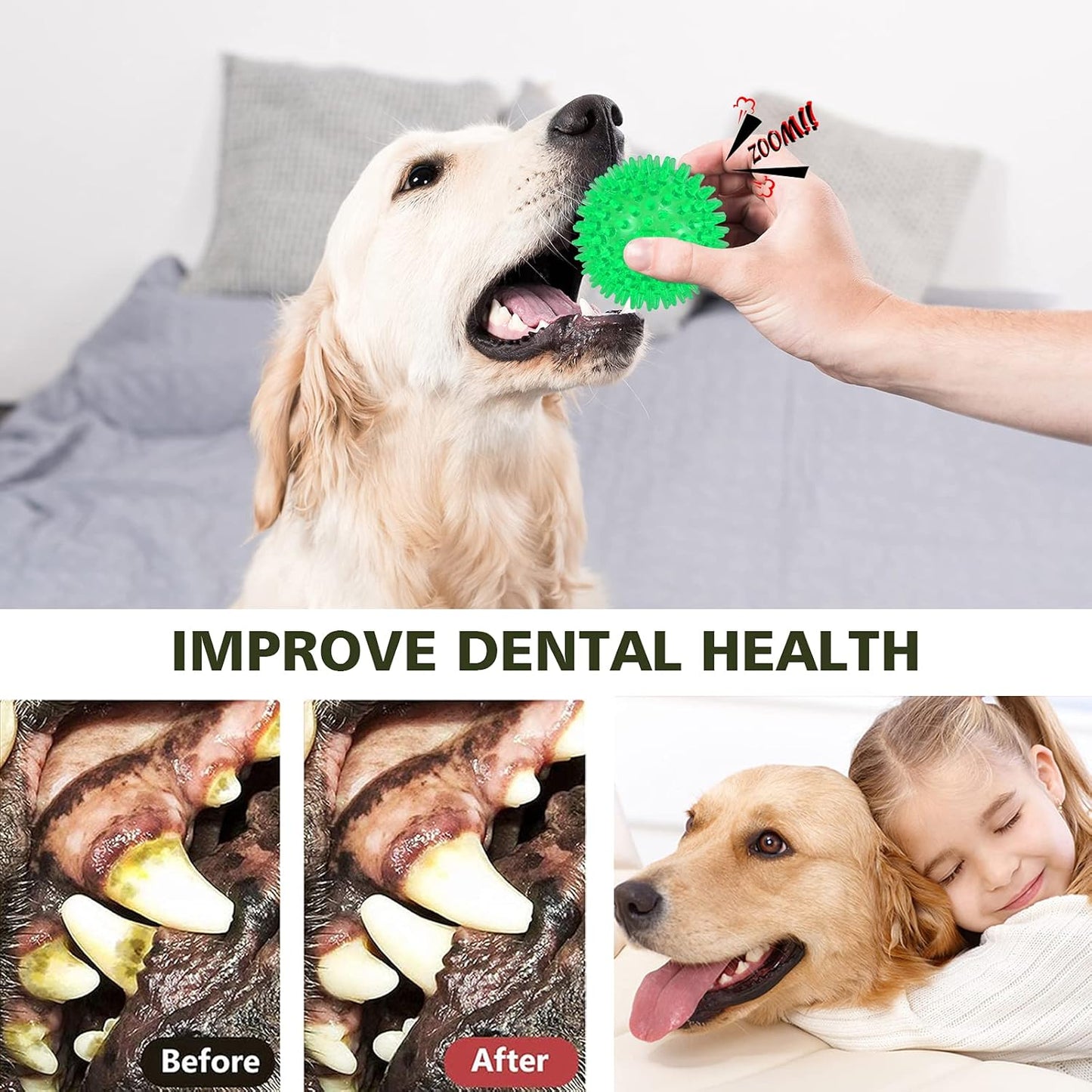 Petizer 3-Pack 3.5" Squeaky Dog Toy Balls - Floating Pool Balls, Spiky Interactive Fetch Toys for Puppy, Chew Toys - Safe, BPA Free