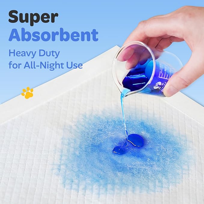 Disposable Puppy Pads, Absorbent Pee Pads for Baby 100 Count 22"x22", Leak Proof Quick Drying Incontinence Bed Underpads, Dog Potty Training Wee Wee Pads with Anti-Slip Adhesive Strips