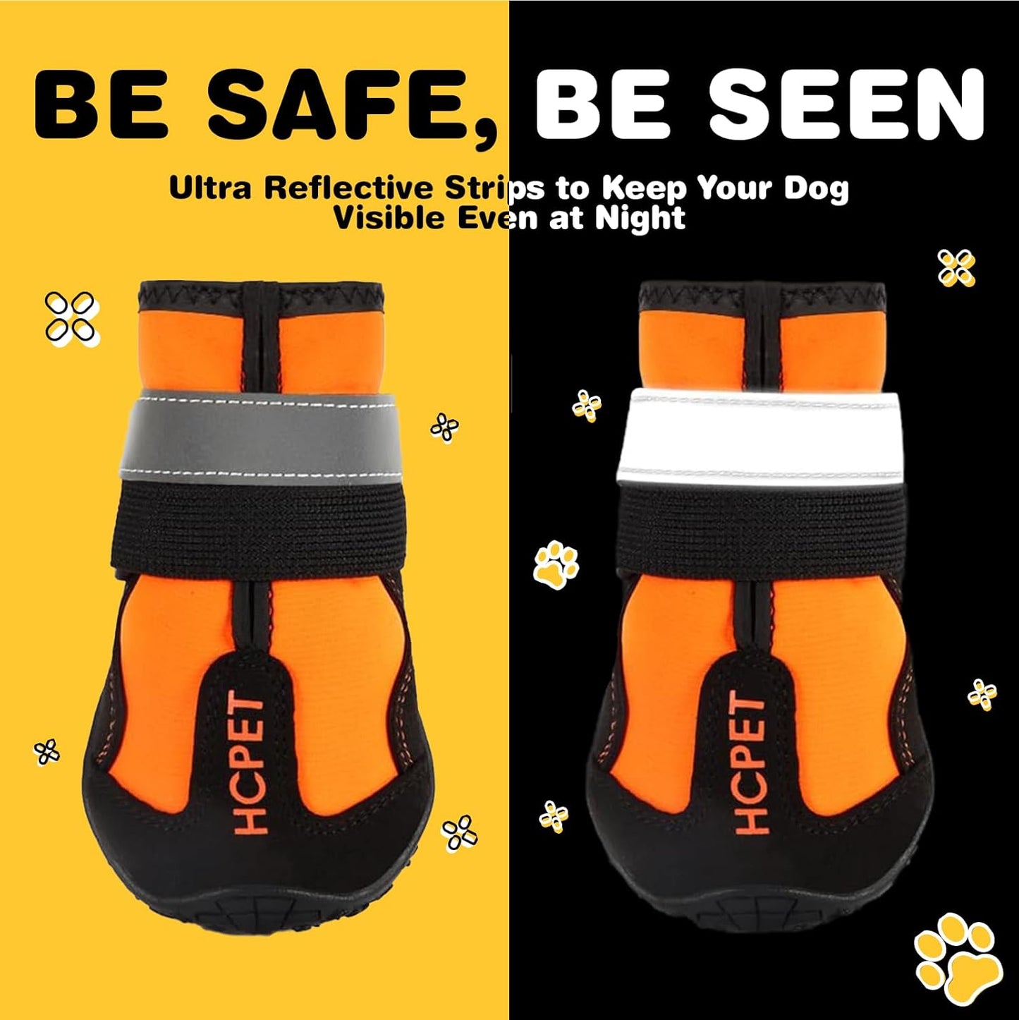 Hcpet Dog Shoes, Dog Boots for Small Dogs, Waterproof Medium Dog Booties Paw Protector for Summer Hot Pavement, Winter Snowy Day, Outdoor Walking, Indoor Hardfloors Anti Slip Sole Orange Size 2