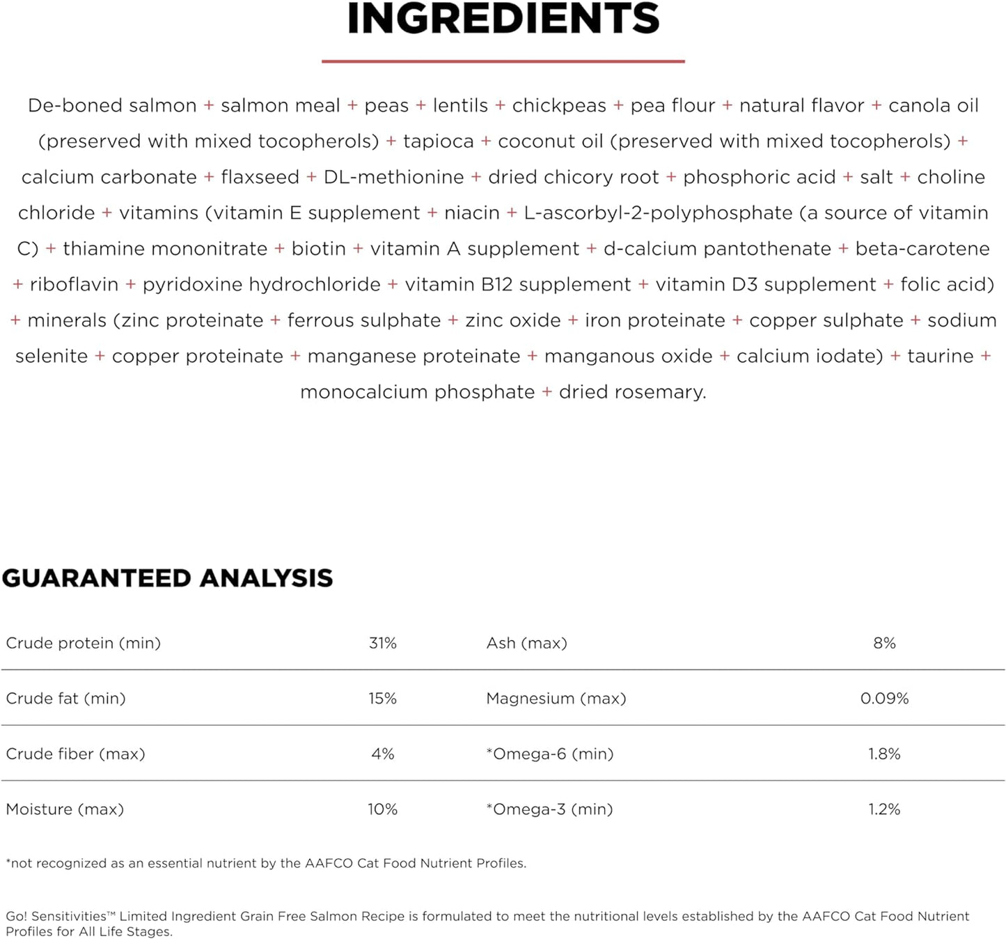 Go! Solutions Sensitivities Limited Ingredient, Grain-Free Dry Cat Food, Salmon Recipe for Sensitive Stomach, 6 lb Bag