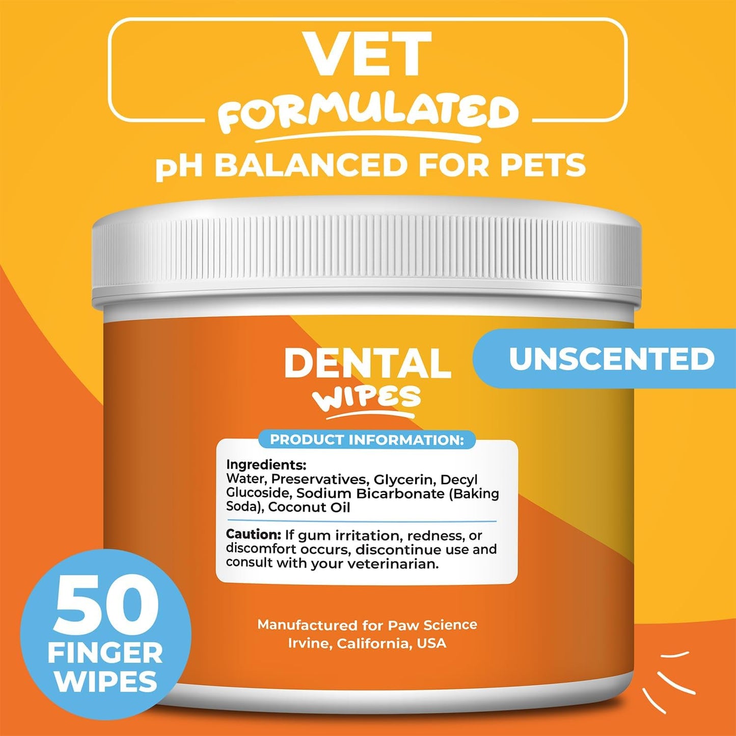 Cat & Dog Teeth Cleaning Wipes - Dental Finger Wipes for Cats & Dogs - Pet Toothbrush & Tooth Brushing Kit - Effective Teeth Cleaner (Unscented)