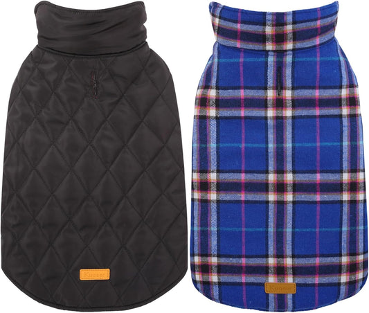 Kuoser Warm Dog Coat, Waterproof Dog Jacket for Extra Large Dogs, Adjustable Durable XXL Doggie Winter Coat Reversible Puppy Cold Weather Apparel from Small to Large Breed, Navy XXL