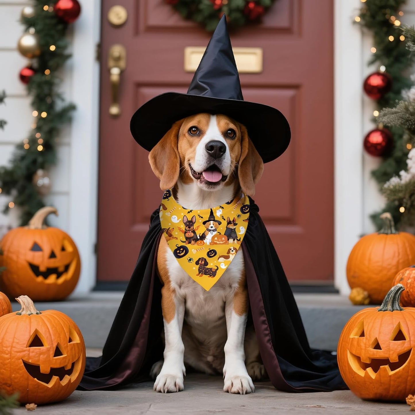 Halloween Dog Bandanas 2 Pcs, Pet Scarf for Dog Girl Boy, Spooky Triangle Puppy Scarf Kerchief Bandana Pet Dogs On Halloween, Ghost Pumpkin Bat Print Gifts for Dogs Lovers (Medium)