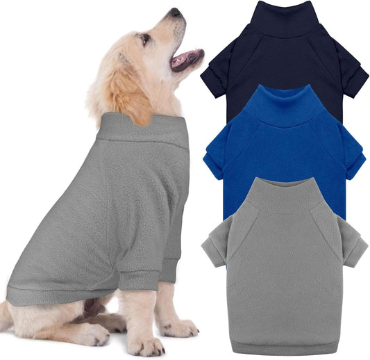 3 Pack Dog Sweaters for Medium Dogs, Fleece Dog Sweater Turtleneck Soft Warm Pet Sweatshirt Clothes Medium Sized Boy Girl Pet(Gray+Royal Blue+Navy,M)