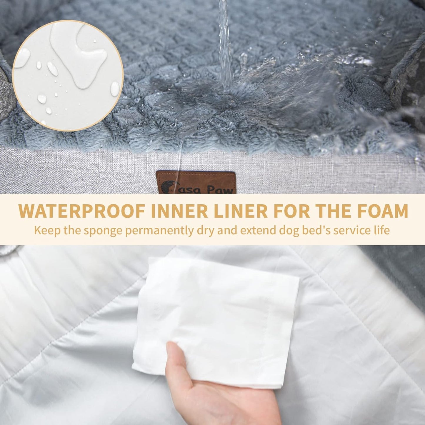 Orthopedic Waterproof Dogs Bed for Extra Large Dogs, Memory Foam XL Dog Beds with Sides, Egg-Crate Foam and Non-Slip Bottom Jumbo Dog Couch Bed with Washable Removable Cover(Jumbo,Dark Grey)