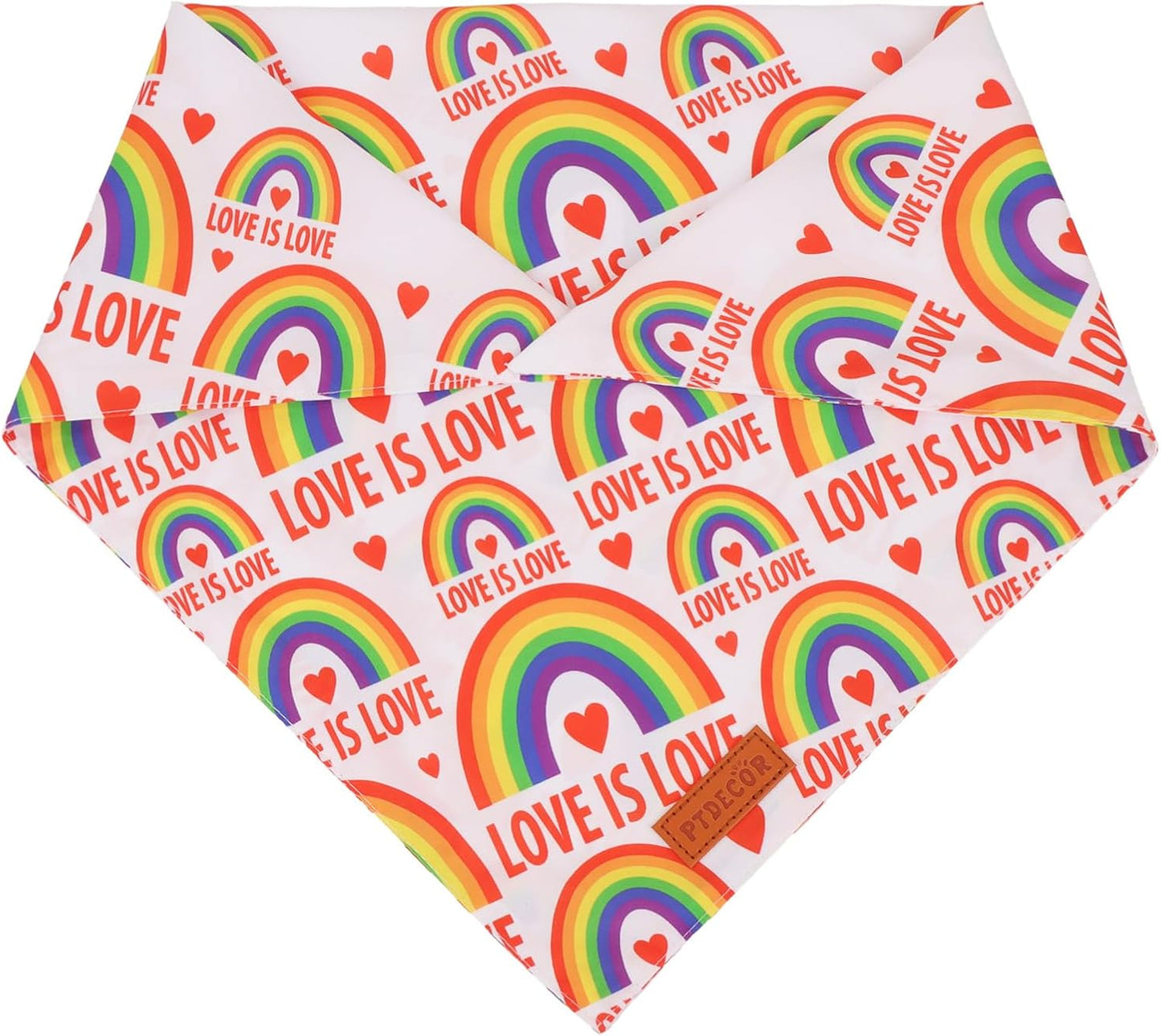 PTDECOR Rainbow Dog Bandanas Pride Day, Multi Size,“Love is Love” Pet Scarf Reversible Triangle LGBT+ Rainbow Bandanas for Large X-Large Dogs Pets (X-Large)
