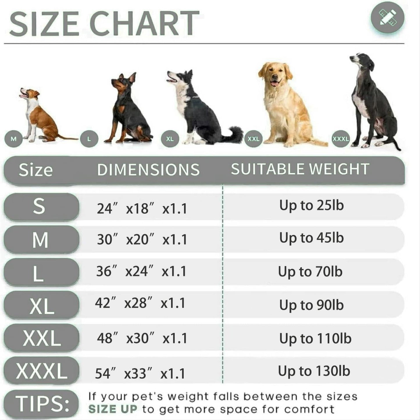 KHONSU PET Dog Bed Mat for Crate 1.1in Slim Cooling Pad Reversible Flannel & Waterproof Canva for Dogs up to 45 lbs