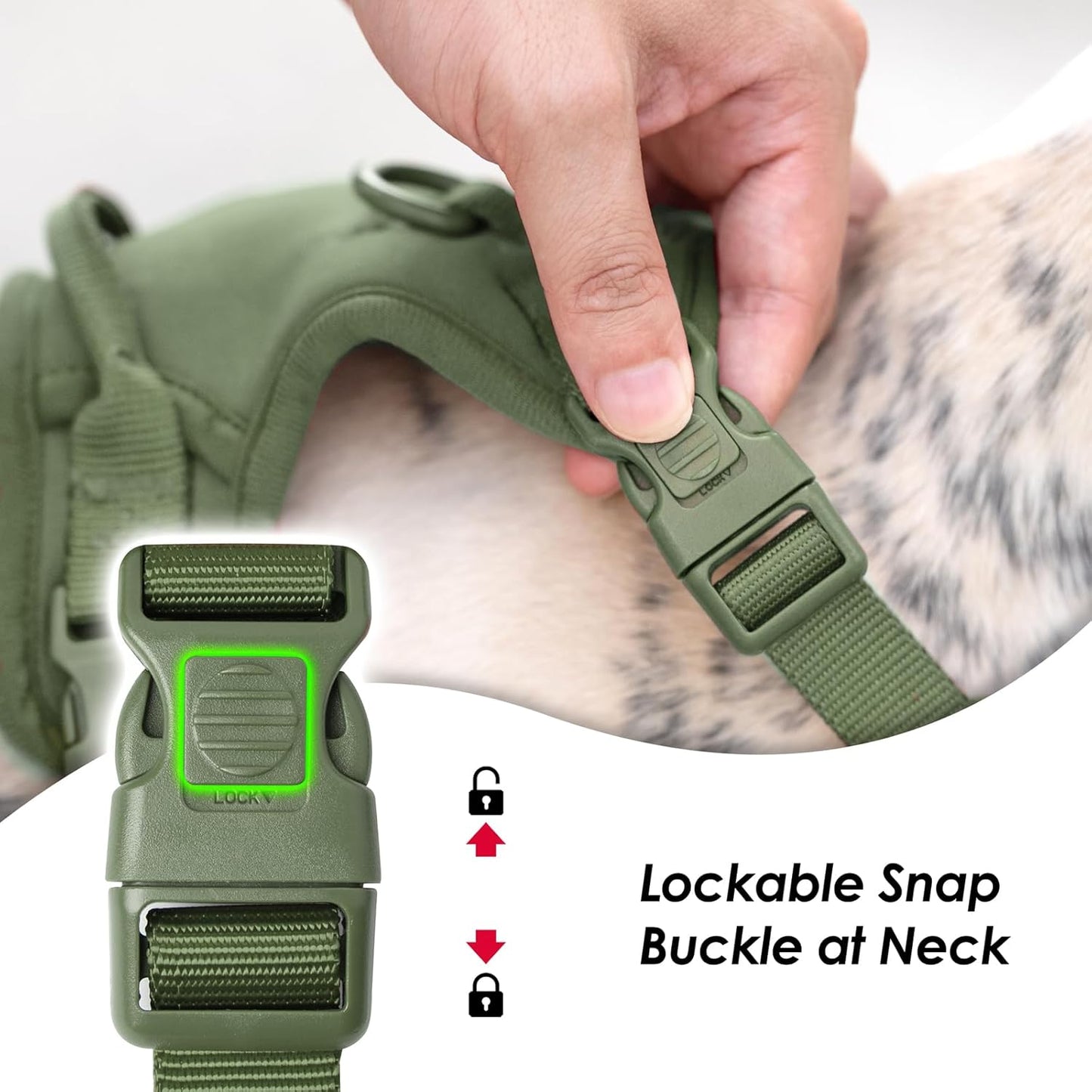 No Pull Dog Harness, Puppy Vest with Front Clip for Small Medium Large Sized Dog (Misty Green,XL)