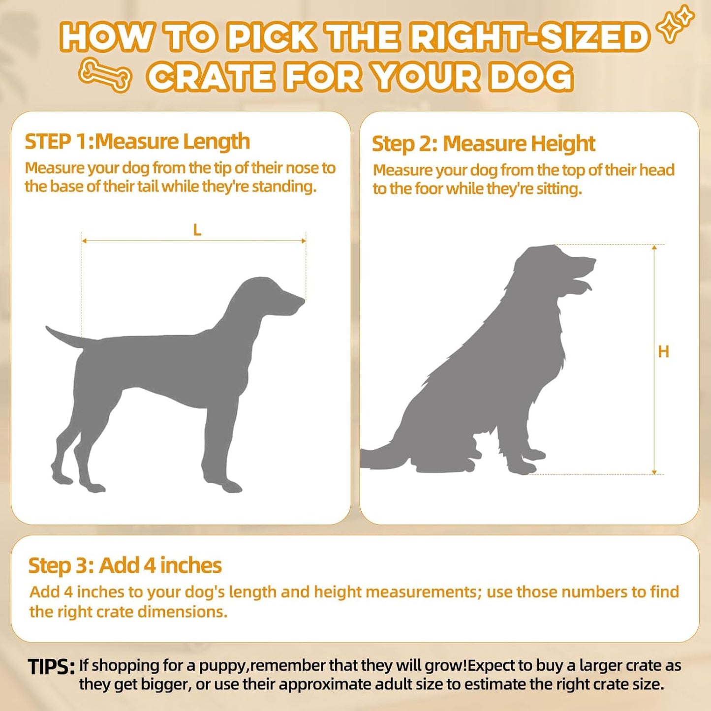 46" Large Dog Crate Furniture, Double Door Wooden Indoor Dog Kennel Furniture, Decorative Pet Cage End Table with Wheels for Extra Large Breed Dogs, Size 2XL, Rustic Brown