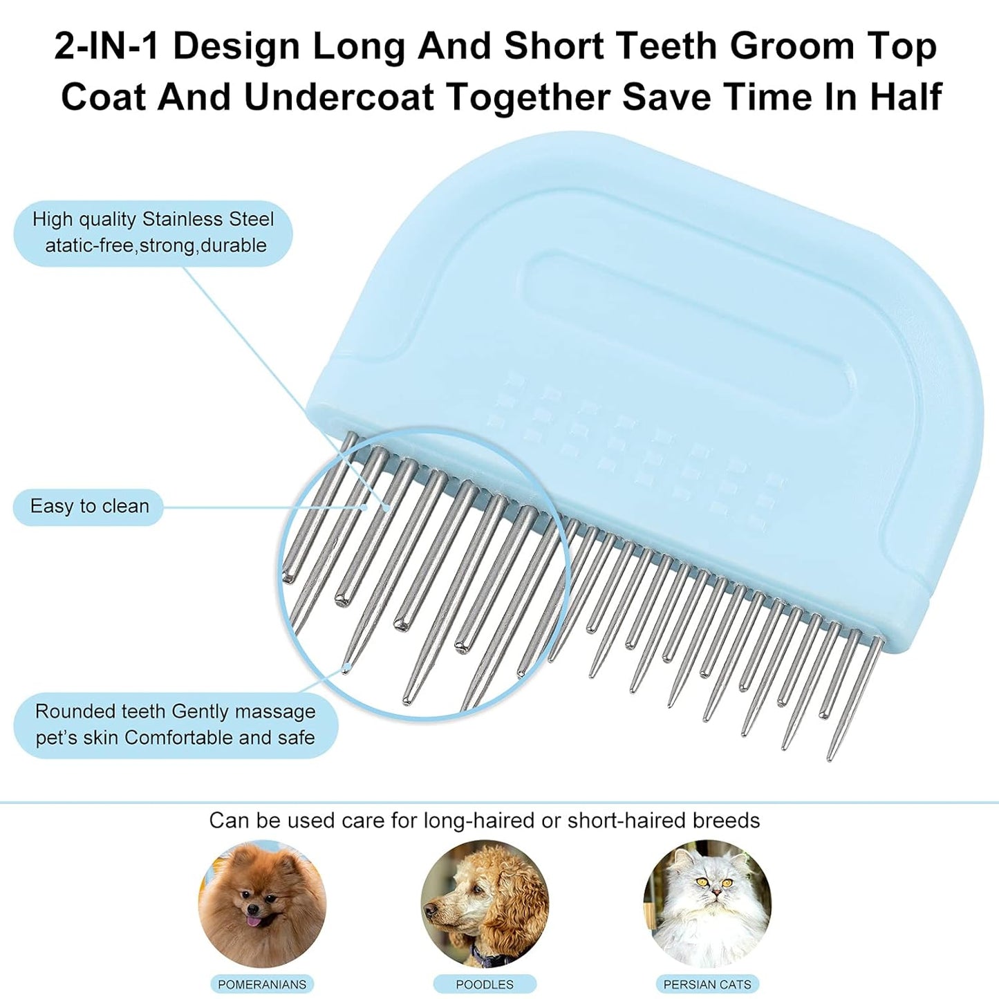 Pet Grooming Supplies, Massaging Comb for Removing Matted Fur and Knots/Tangles, Perfect for Long and Short Hair Pets (3 Packs)