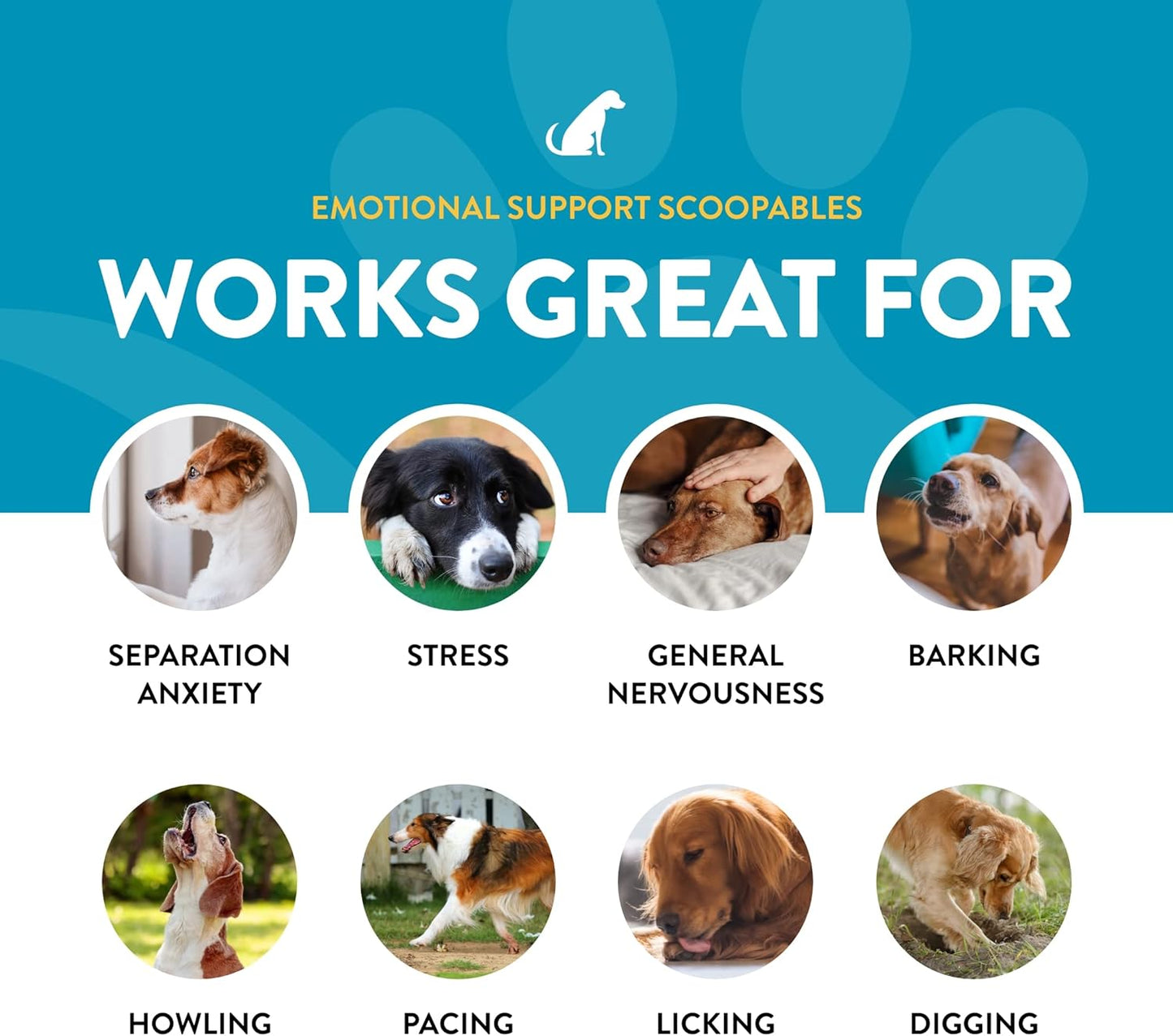 NaturVet Scoopables Emotional Support for Dogs - Daily Calming Aid Promotes 24/7 Normal, Calm Behavior - Hickory Smoked Bacon Flavored | 11oz Bag