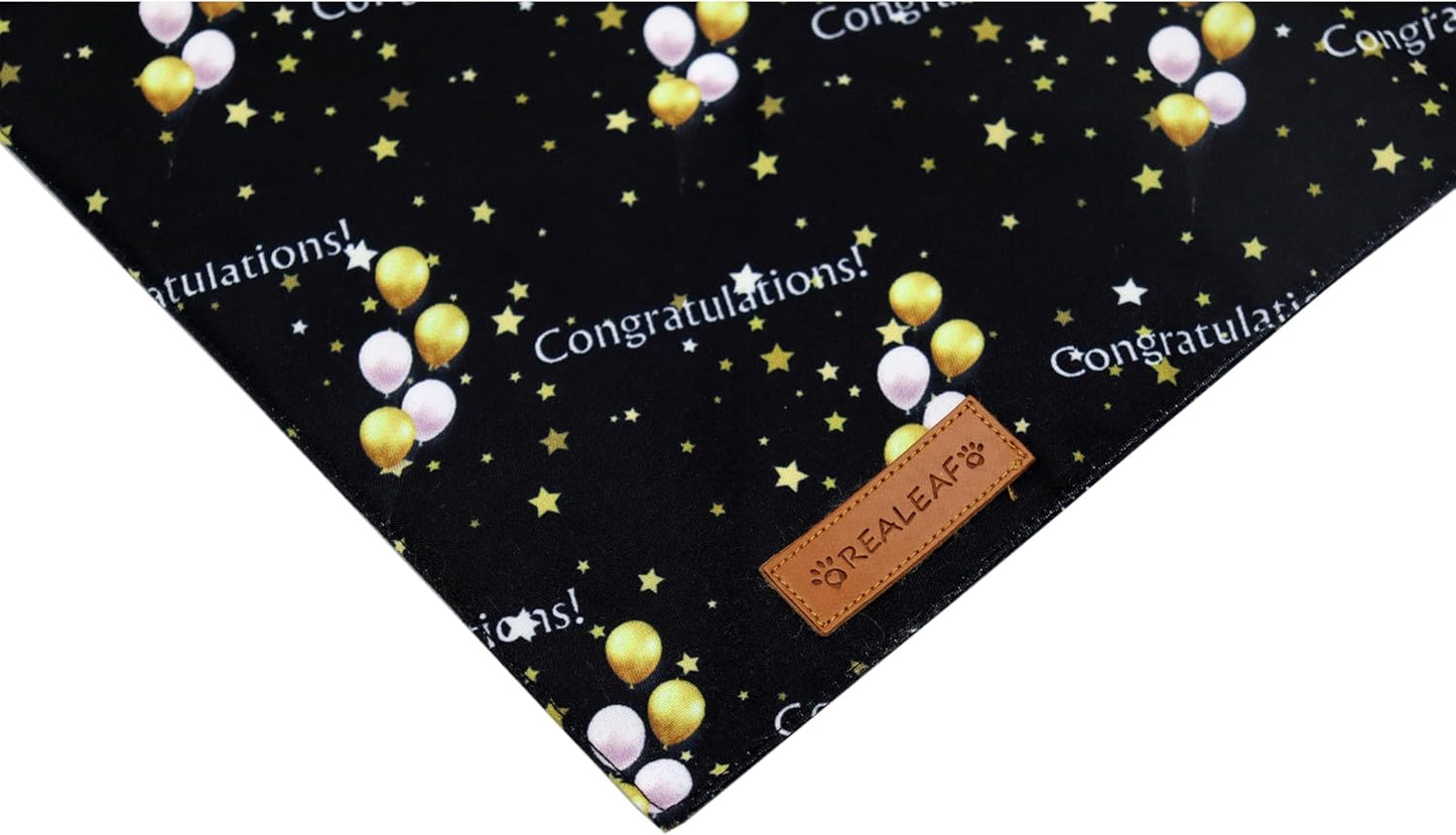 Realeaf Graduation Dog Bandanas 2 Pack, Reversible Pet Scarf for Boy and Girl, Premium Durable Fabric, Holiday Bandana for Small Medium Large and XLarge Dogs (Graduation, X-Large)