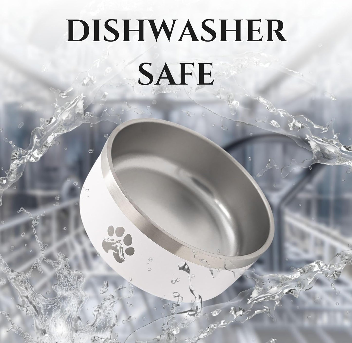 Stainless Steel Dog Bowl for Small-Large Dogs | Double Wall Insulated, Non-Slip Base Heavy Duty Water and Food Bowls for Dogs & Cats | Pet Safe BPA Free & Dishwasher Safe | 32 Oz - White