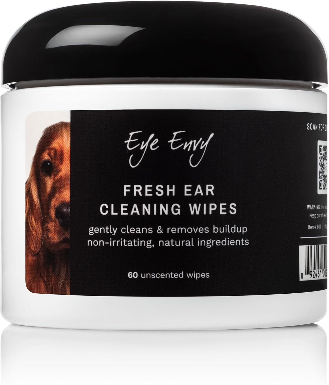 Eye Envy Fresh Ear Cleaning Wipes for Dogs. Made in The USA from Natural Ingredients. Unscented. Prevents Infections. Safe and Non-Irritating. Removes Dirt, Debris, and Wax buildup. 60 Count.