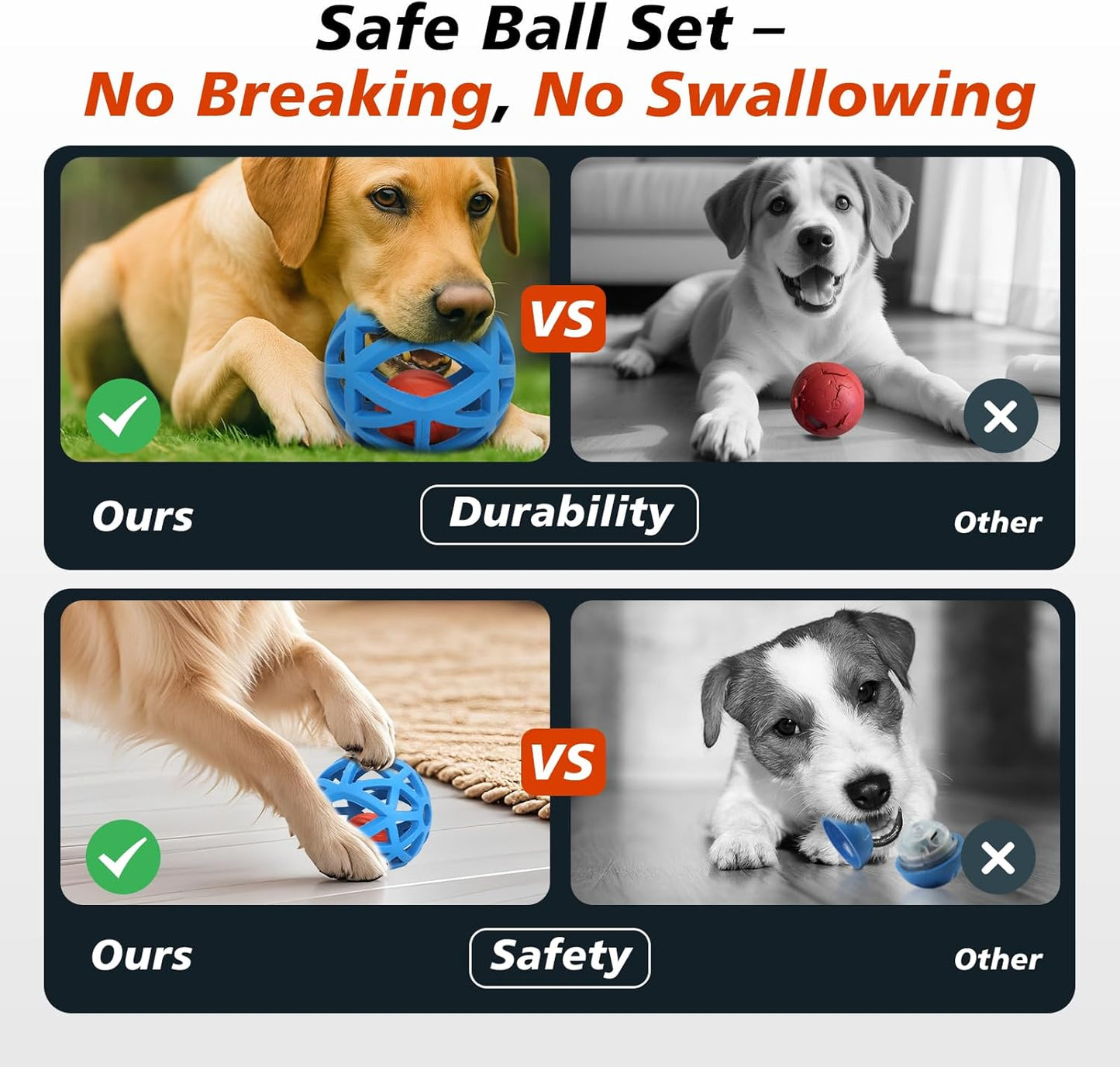 Interactive Dog Toy, Smart Jumping Bouncing Ball Inside Durable Rubber Shell, Automatic Moving Vibrating Ball for Medium/Large Dogs, Dog Enrichment Toy to Keep Them Busy (Blue & Orange)