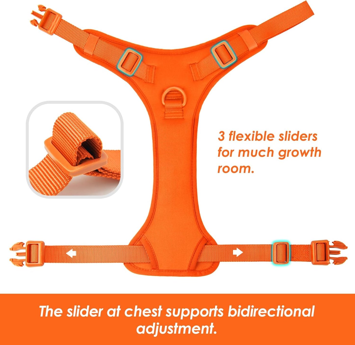 No Pull Dog Harness, Puppy Vest with Front Clip for Small Medium Large Sized Dog(Orange,S)