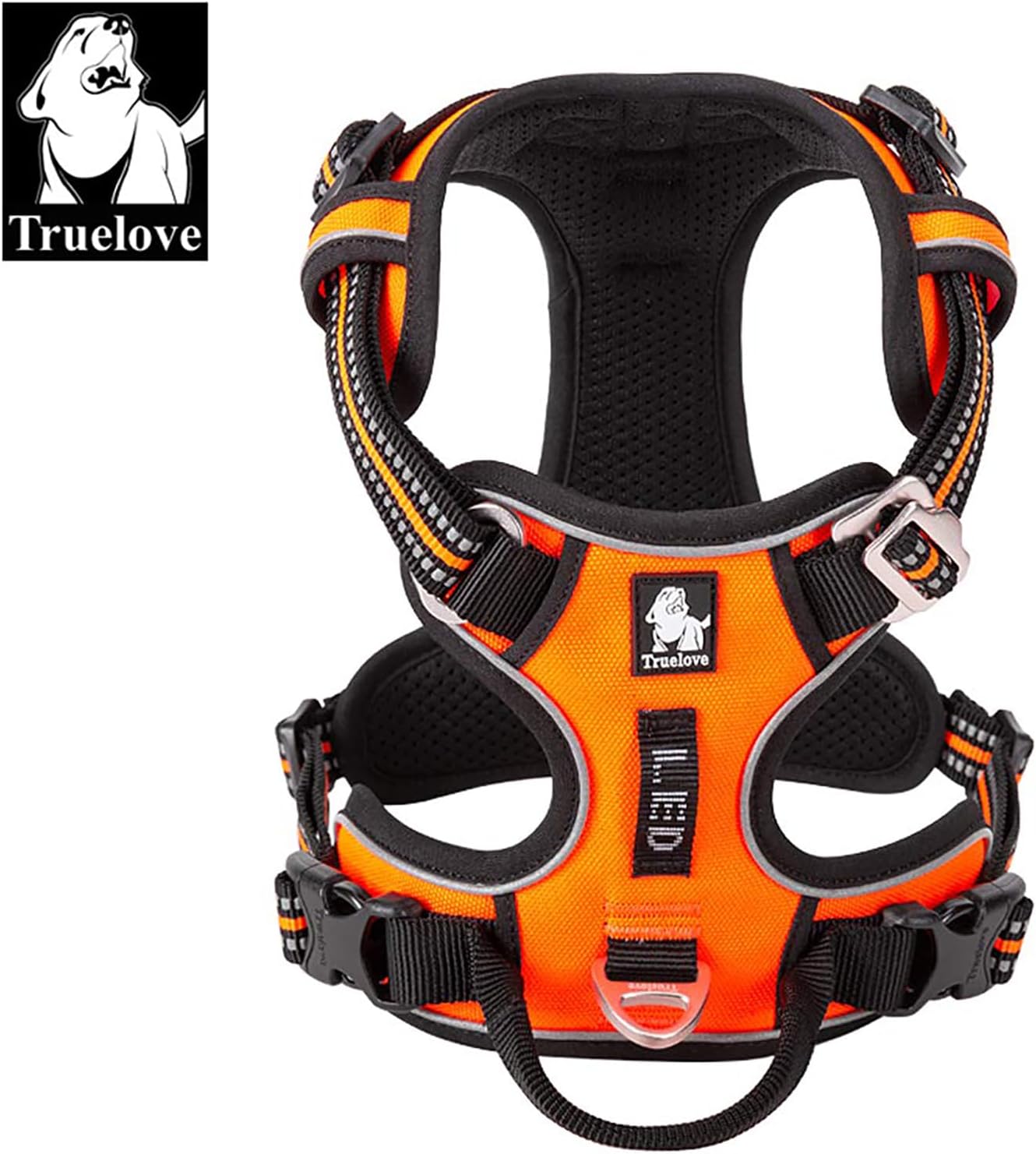 Truelove Dog Harness No Pull Nylon Reflective Pet Harness Adjustable Comfortable Control Step-in Brilliant Colors TLH56512 Orange