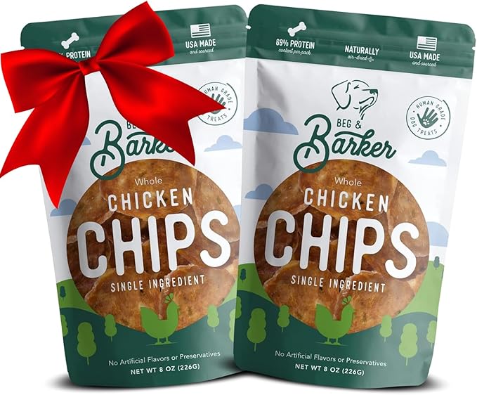 Beg & Barker All Natural Chicken Chips for Dogs (16oz) - Dog Treats Made with USA Sourced Real Meat Chicken, Made in The USA