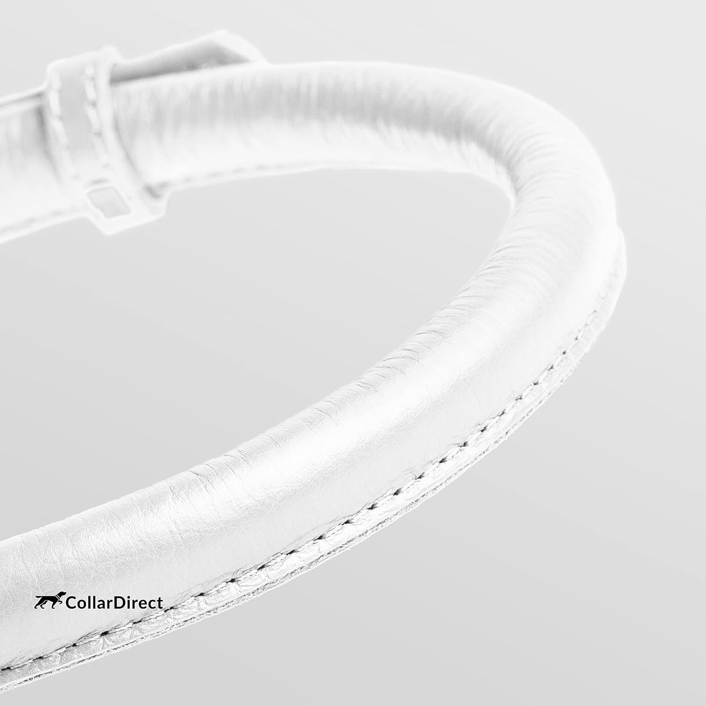 CollarDirect Rolled Leather Dog Collar, Soft Padded Round Puppy Collar, Handmade Genuine Leather Collar Dog Small Large Cat Collars 13 Colors (6 Inch, White Textured)