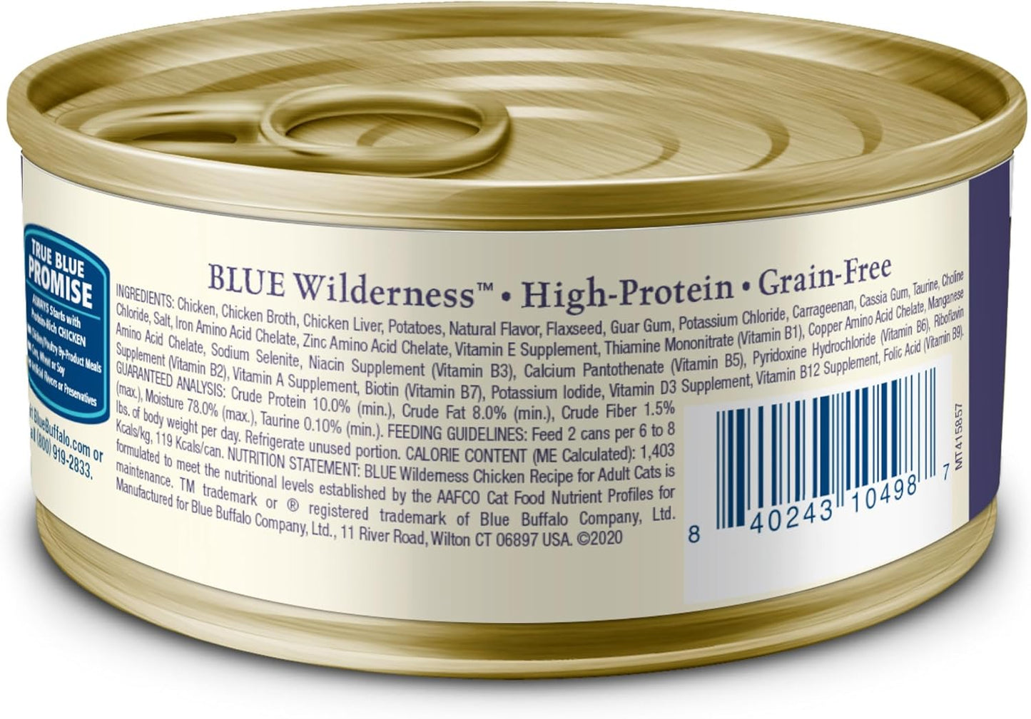 Blue Buffalo Wilderness High-Protein, Grain-Free Natural Wet Food for Adult Cats, Chicken Paté, 3-oz, 24-pack