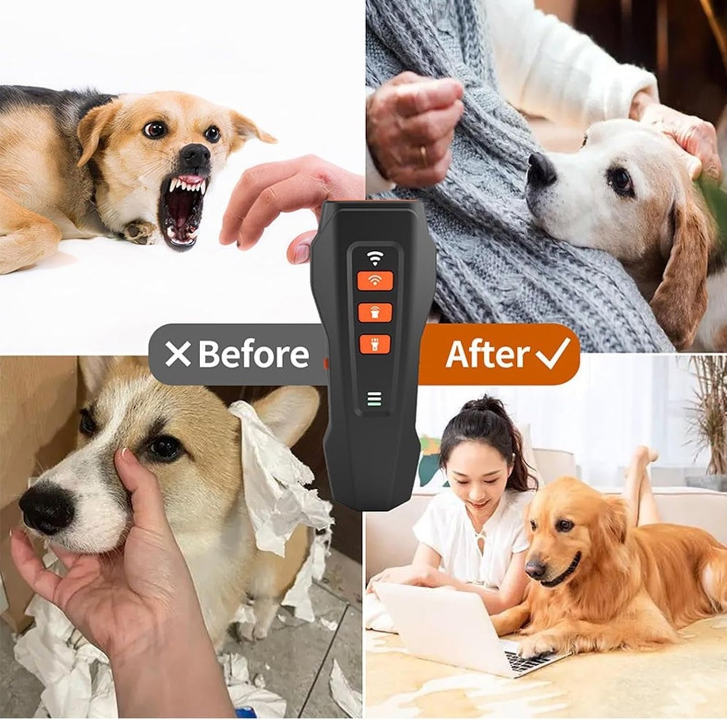 No Bark Ultra, Nobark Ultra Dog Bark Deterrent Device - Long Range Ultrasonic Anti Barking Device for Indoor & Outdoor, Stop Puppy from Crying at Night, Rechargeable Bark Shield for Dogs (Black +Gray)