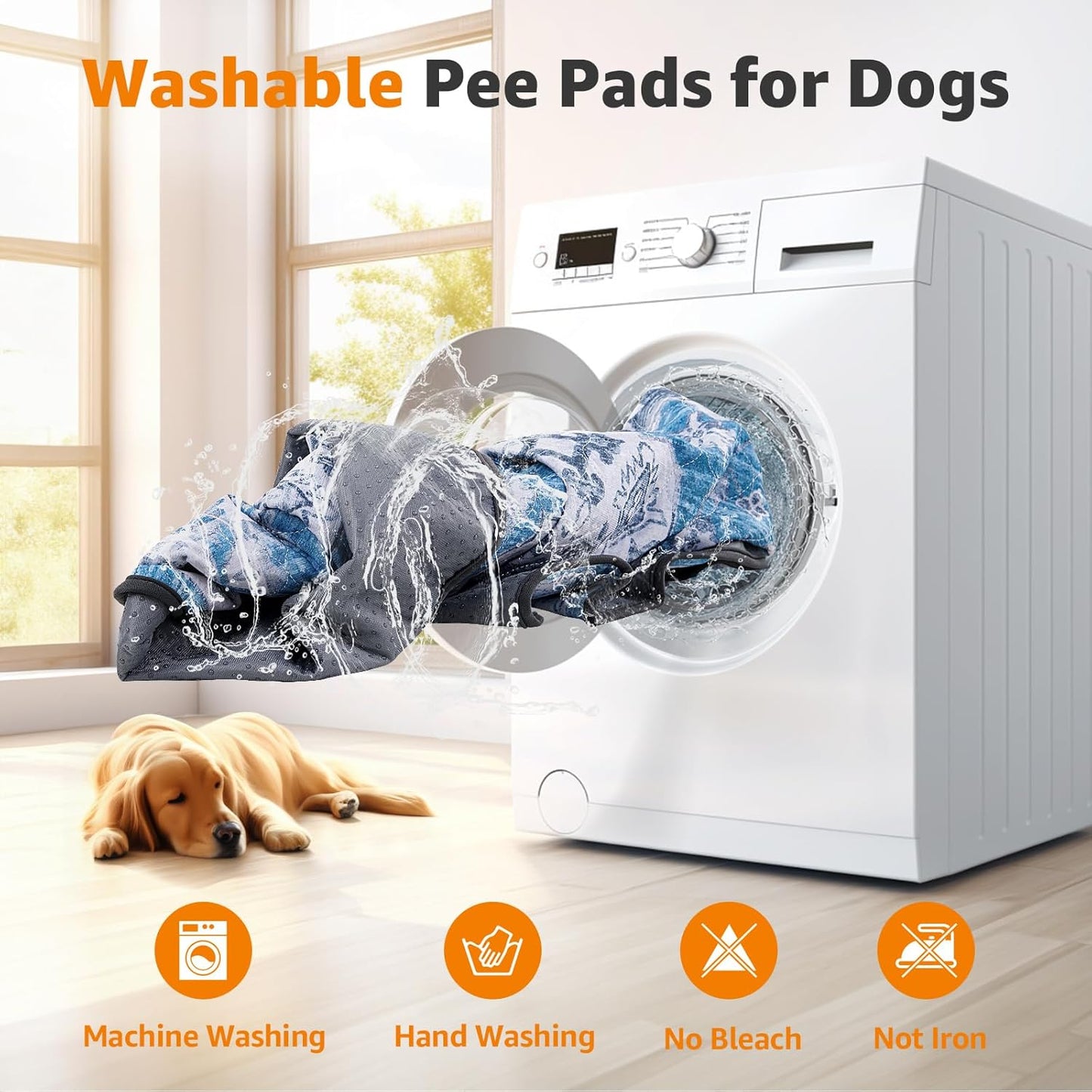 LOOBANI Washable Pee Pads for Dogs, 2 Pack Super Absorbent Reusable Puppy Pads Leakproof Dog Traning Pads, Waterproof Non-Slip Whelping Pad for Floor, Playpen, Crate, Couch-36 x41 (Blue)