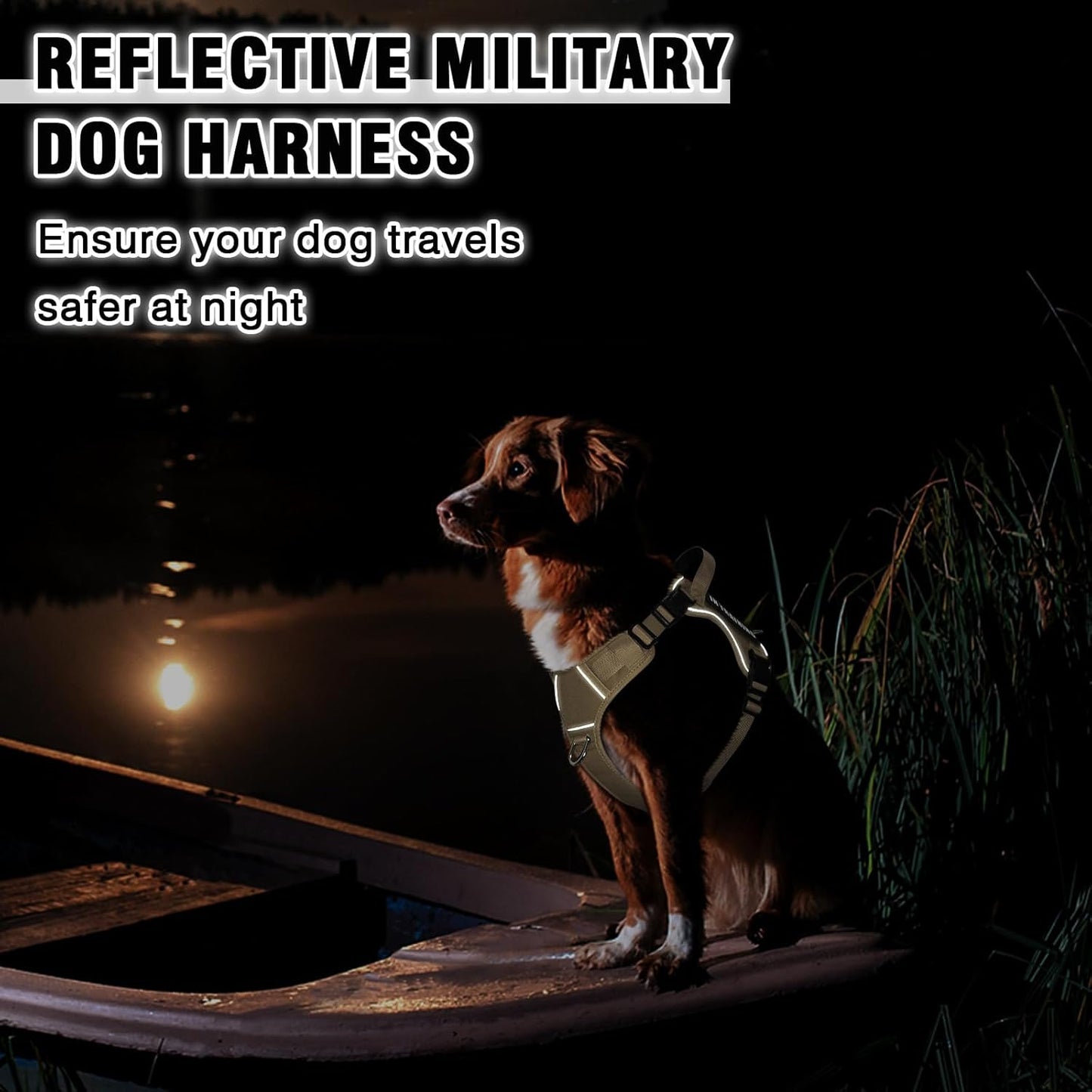 WINSEE Service Dog in Training Harness with 5 PCS Patches, Reflective Tactical Dog Vest Harness, Adjustable Soft Oxford Pet Harness with Easy Control Handle, Hook & Loop Panels for Walking Hiking