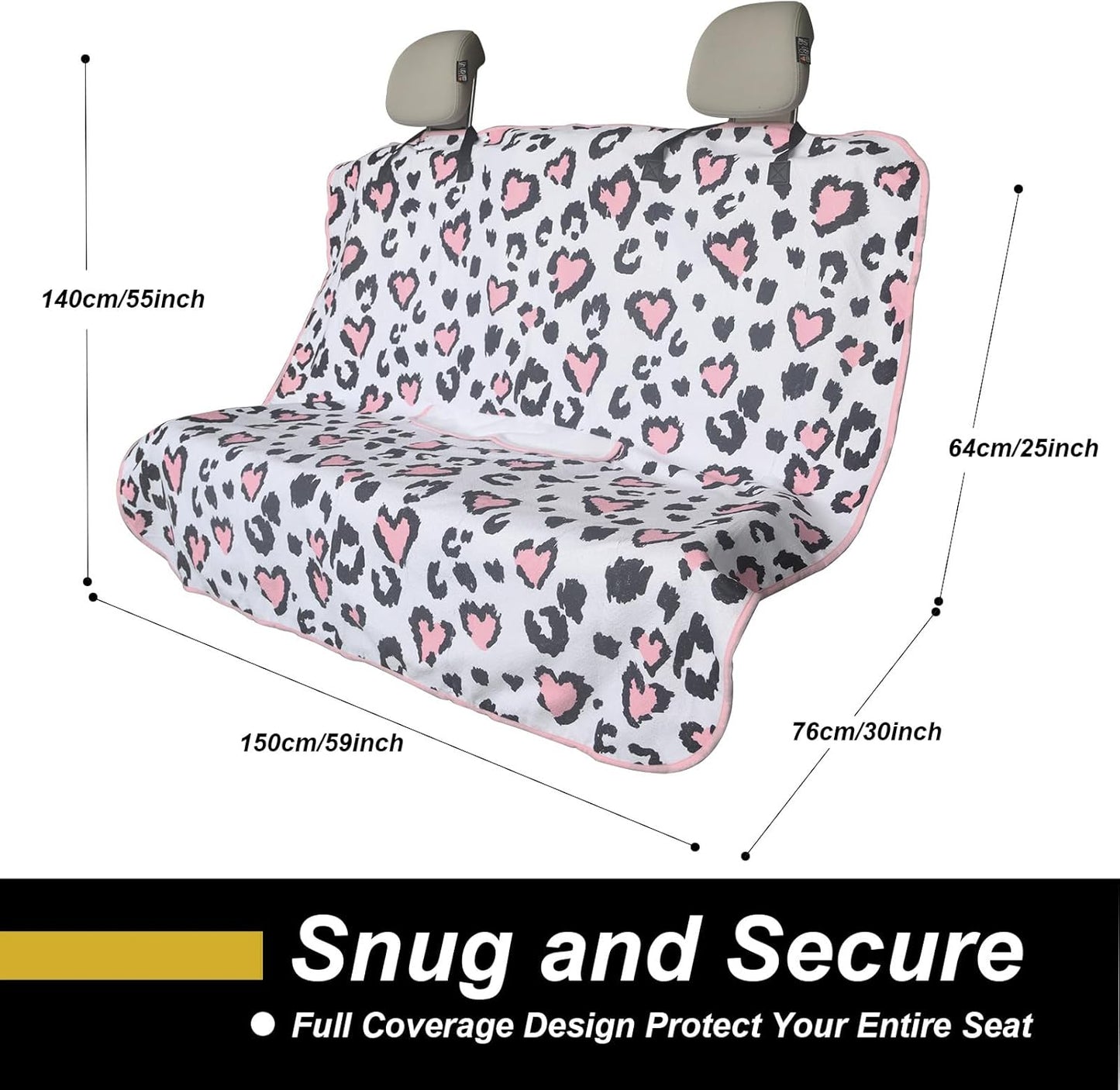 Back Seat Cover for Car Trucks Van SUV,Waterproof Rear Bench Towel Seat Covers for Dogs and Kids,Automotive Backseat Protector (Leopard Print)