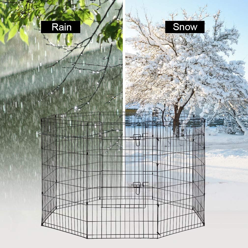 8-Panel Tall Dog Playpen Crate Fence Pet Kennel Play Pen Exercise Cage, 42-Inch, Black