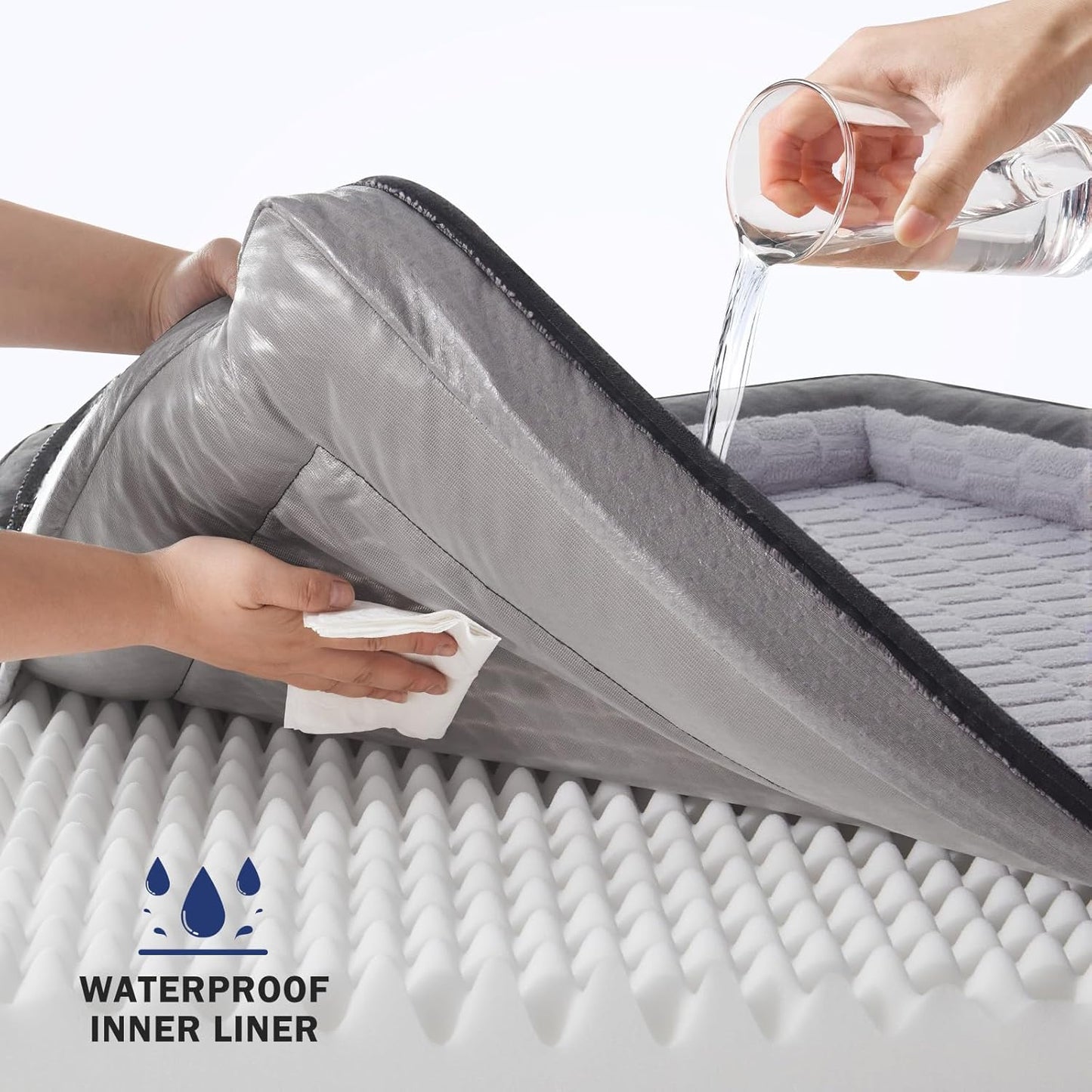 FURTIME Orthopedic Dog Beds for Meidum Large Dogs, Washable Dog Bed with Supportive Foam, Pet Sofa with Removable Cover, Waterproof, Nonskid Bottom