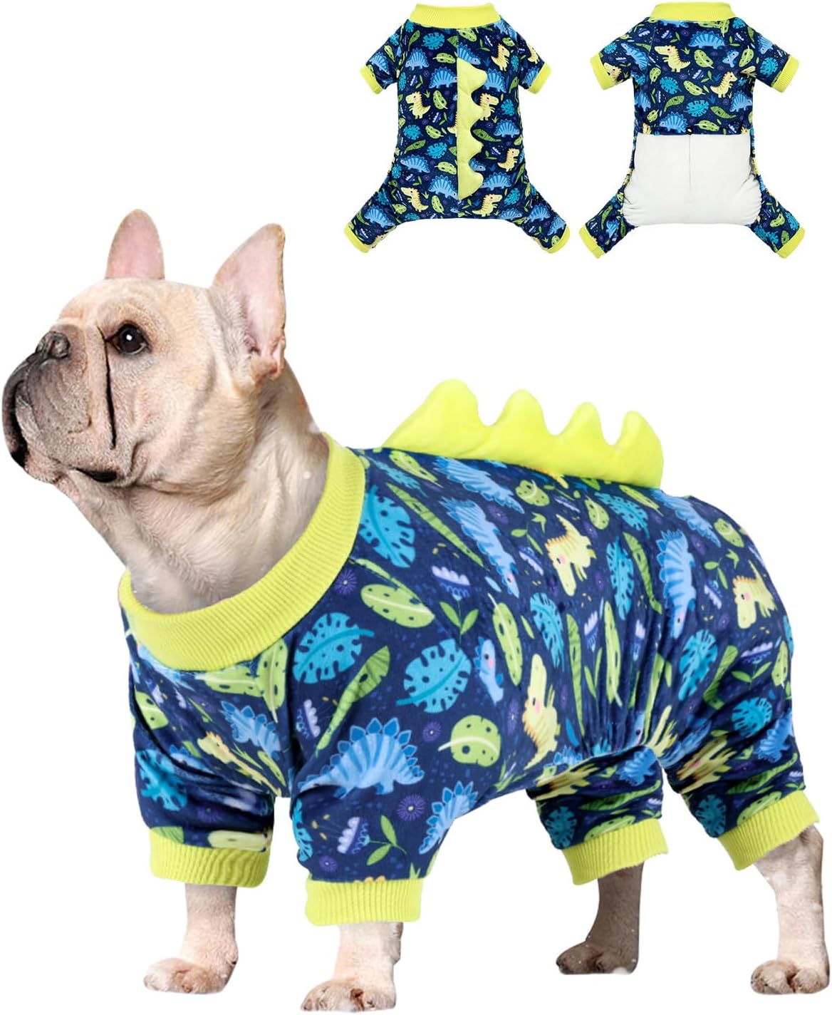 CuteBone Dinosaur Costume Dog Pajamas, Stretchy Spandex Crystal Velvet Sleepwear Coat for Small Dogs, Soft & Warm Pet Outfit Clothes for Cold Weather, Cozy Pullover Design COSP10XL