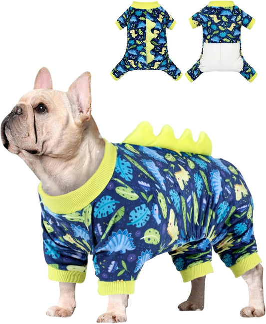 CuteBone Dinosaur Costume Dog Pajamas, Stretchy Spandex Crystal Velvet Sleepwear Coat for Small Dogs, Soft & Warm Pet Outfit Clothes for Cold Weather, Cozy Pullover Design COSP10XL