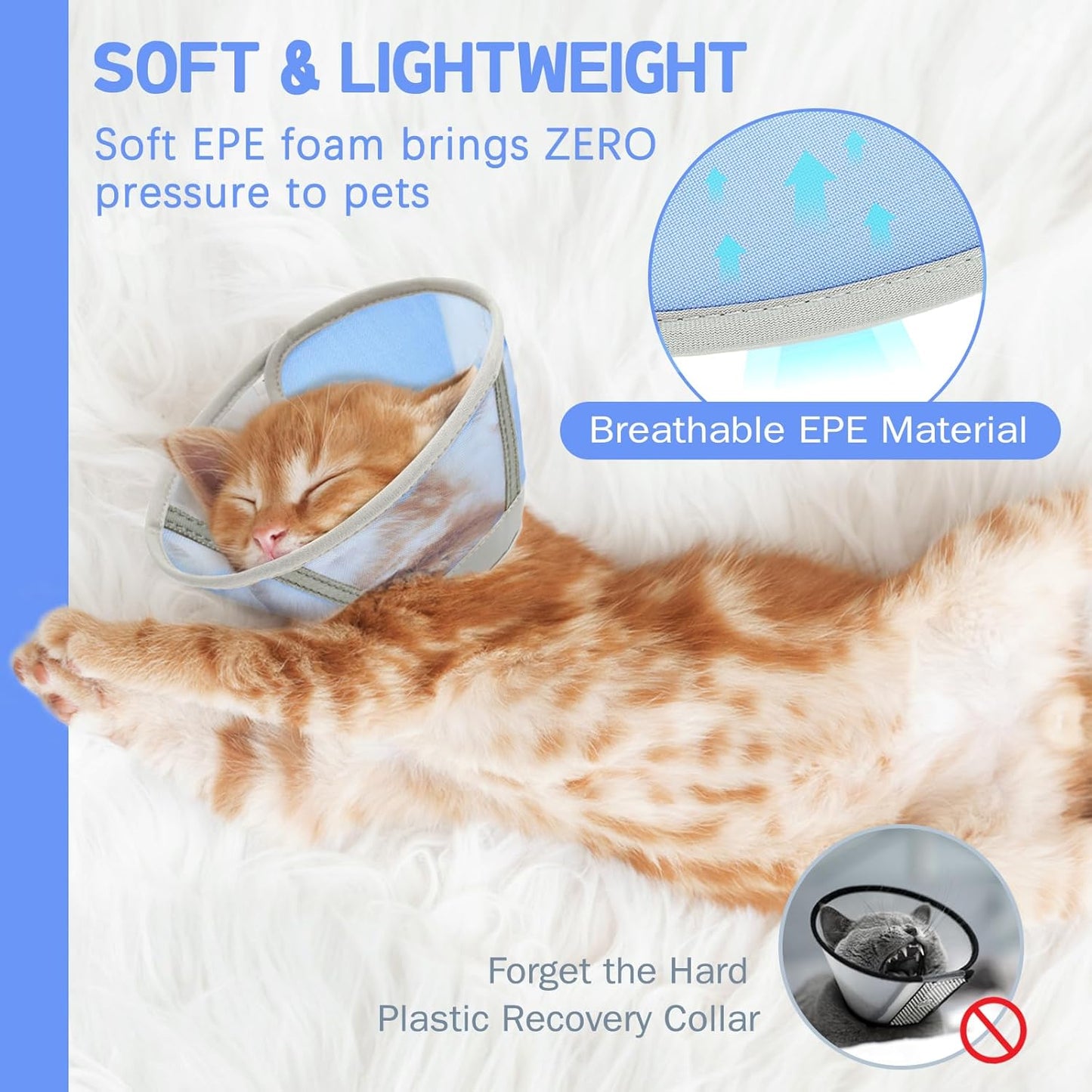 Cat Cone Collar Soft, Cat Recovery Collar for Large Medium Small Cats Kittens, Kitten Cone Alternative After Surgery