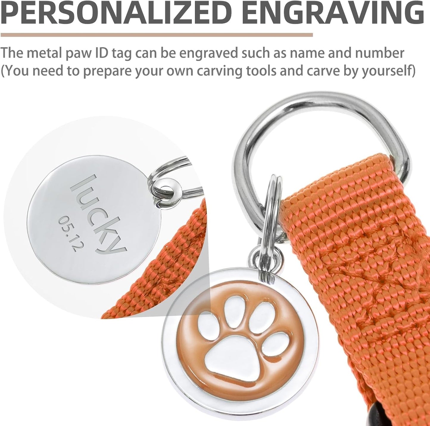 PUPTECK No Pull Dog Harness Soft Adjustable Basic Nylon Step in Puppy Vest Outdoor Walking with ID Tag Orange