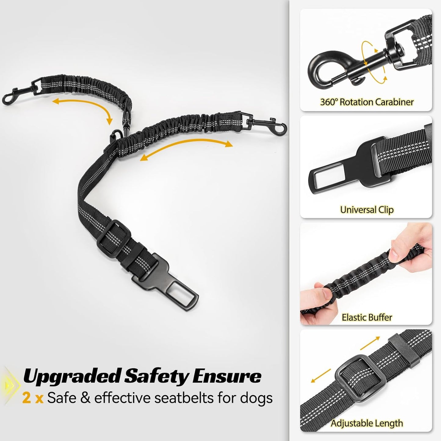 PETSFIT Dog Car Seat Medium Sized Dog, Waterproof PU Leather Dog Seat for Car with Patented Safe Buckles, 2 Clip-On Safety Leashes, Suitable for 2 Small Dogs (Medium, Black)