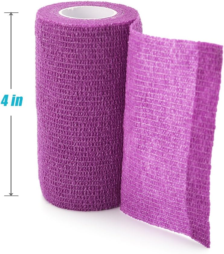 LotFancy Vet Wrap, 4 Inch x 5 Yards, 10 Pack Self Adhesive Bandage Wrap, Non-Woven Cohesive Bandage, First Aid Tape for Horses Dogs Cats Elbow Ankle, Assorted Color