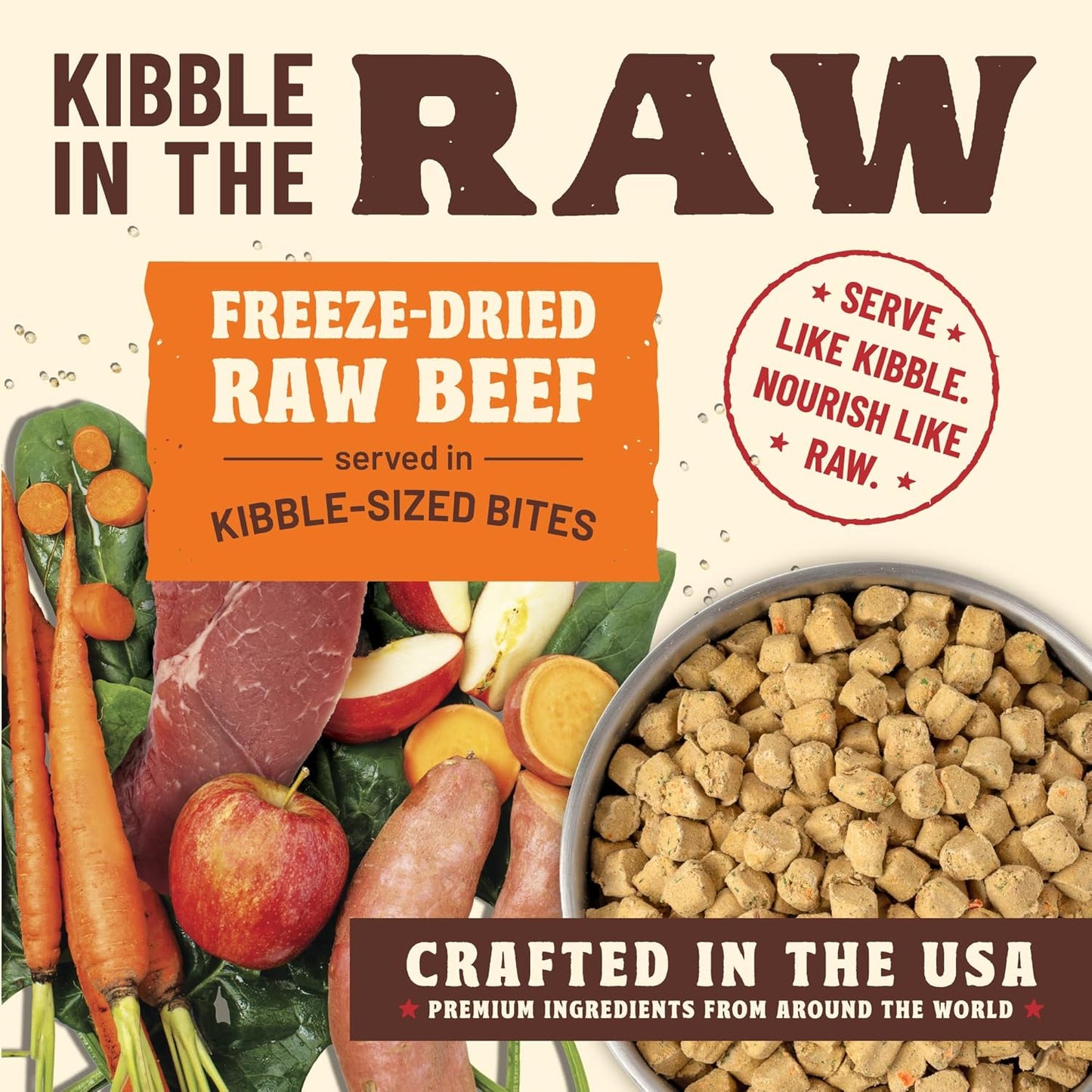 Primal Kibble in The Raw, Freeze Dried Dog Food, Beef, Scoop & Serve, Made with Raw Protein, Whole Ingredient Nutrition, Crafted in The USA, Dry Dog Food 9 lb Bag
