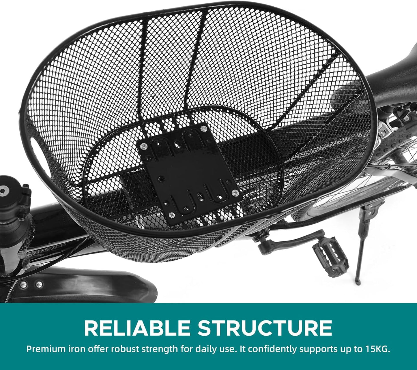 Dog Bike Basket Mountain Bike Shopping Basket Portable Cat and Dog Carrier for Bike Front Crossbar with Sponge Liner ty Strap (Black)